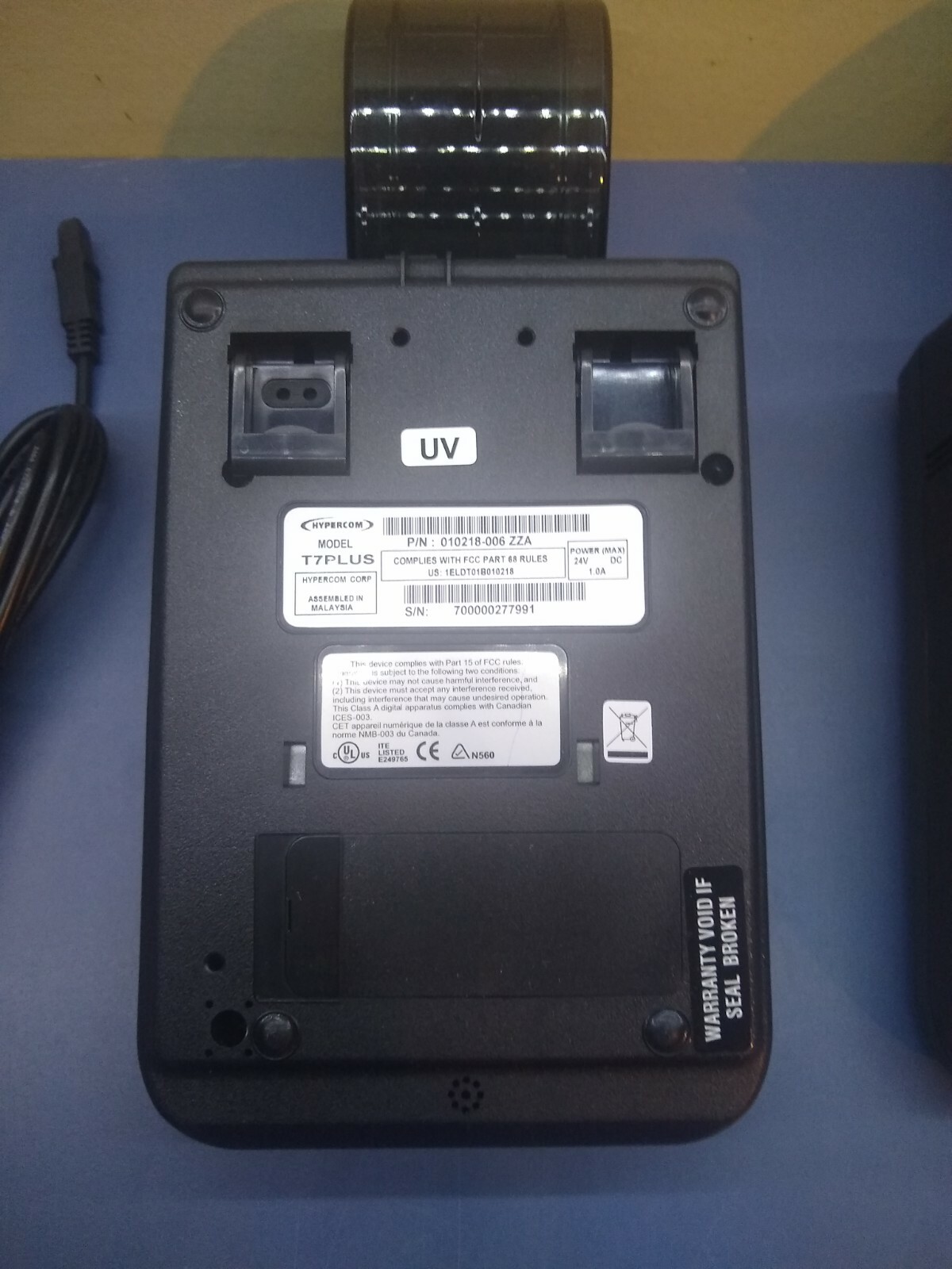 Lot of 2 HyperCom T Series T7PLUS Credit Card Machine Terminals & Power Supplies