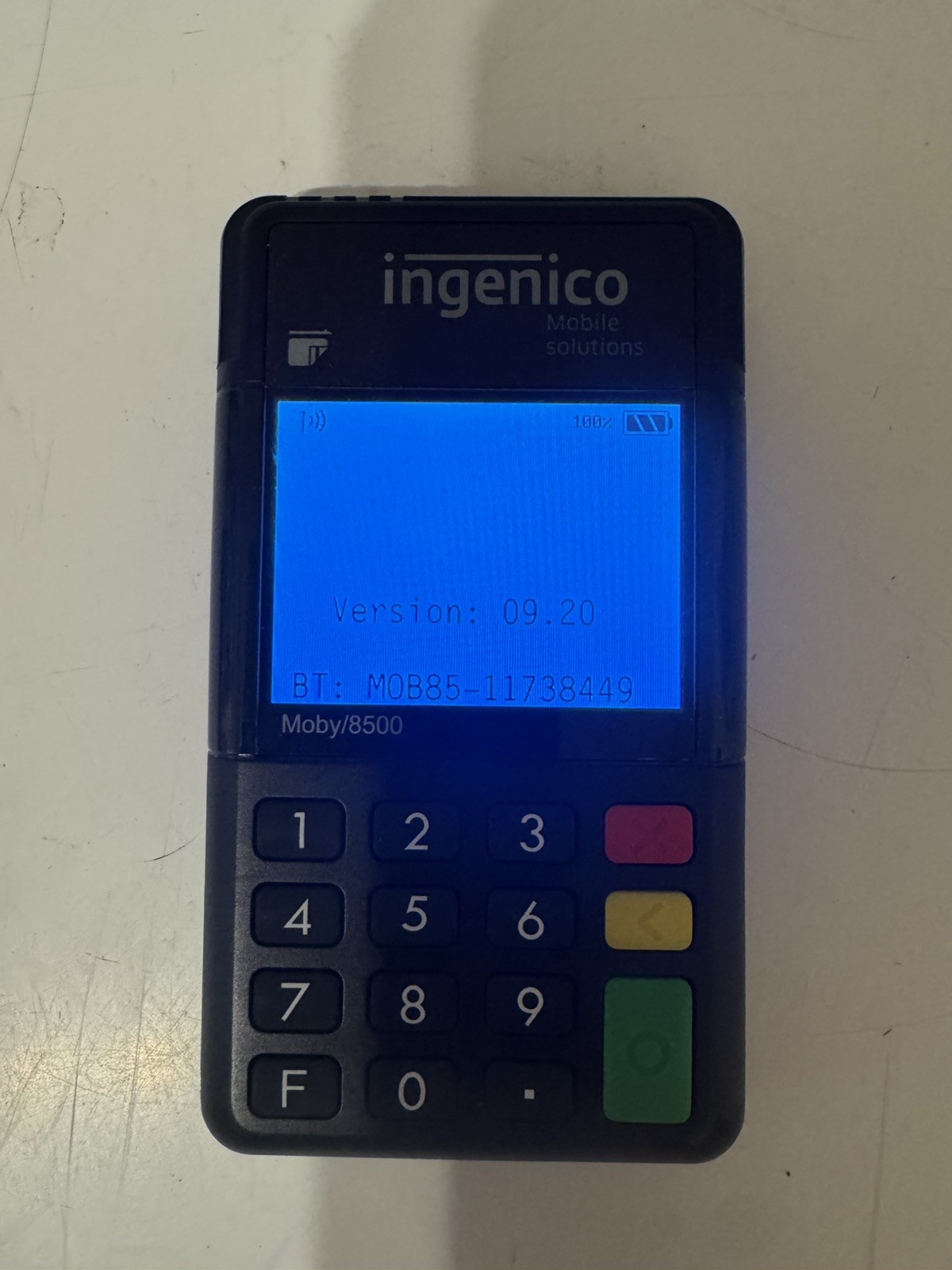 INGENICO MOBILE SOLUTIONS MOBY 8500 P8F506-09219A 2.4″ LCD CARD READER USED
