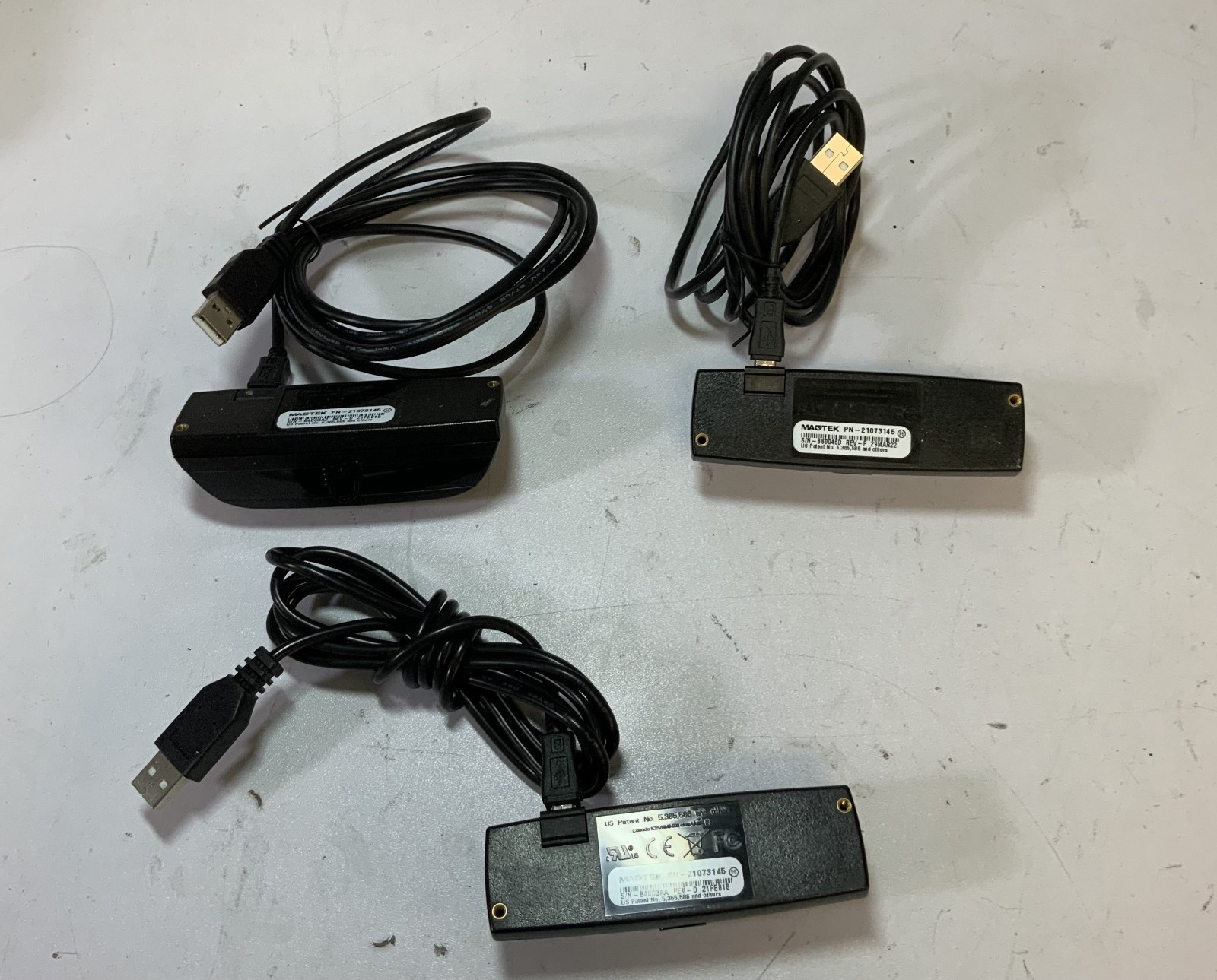 (Lot of 3) MagTek 21073145 USB Wired Credit Card Reader, Black “N2C”