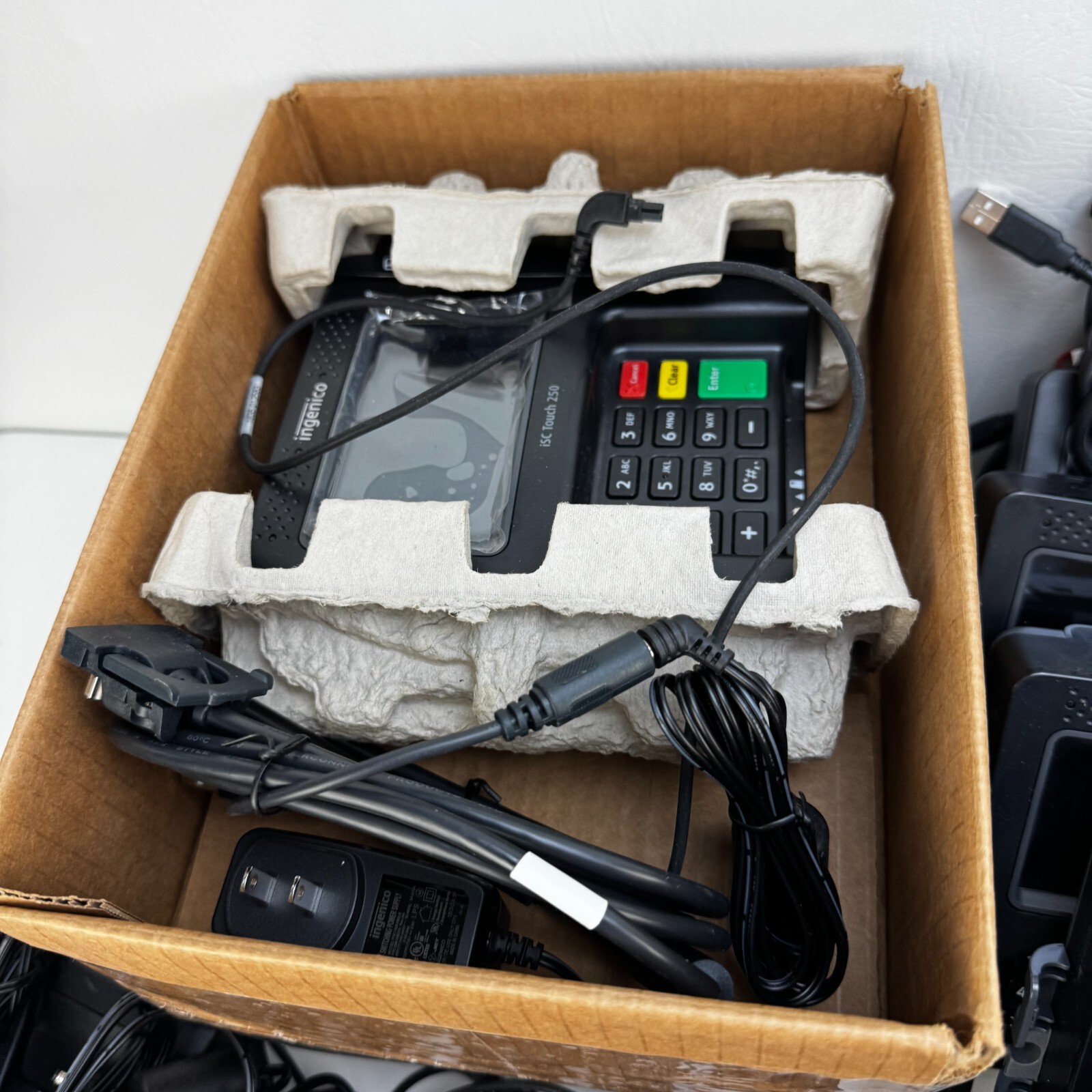 Lot of 22 Ingenico iSC Touch 250 Credit Card Machines w/ Power Supplies & Stylus
