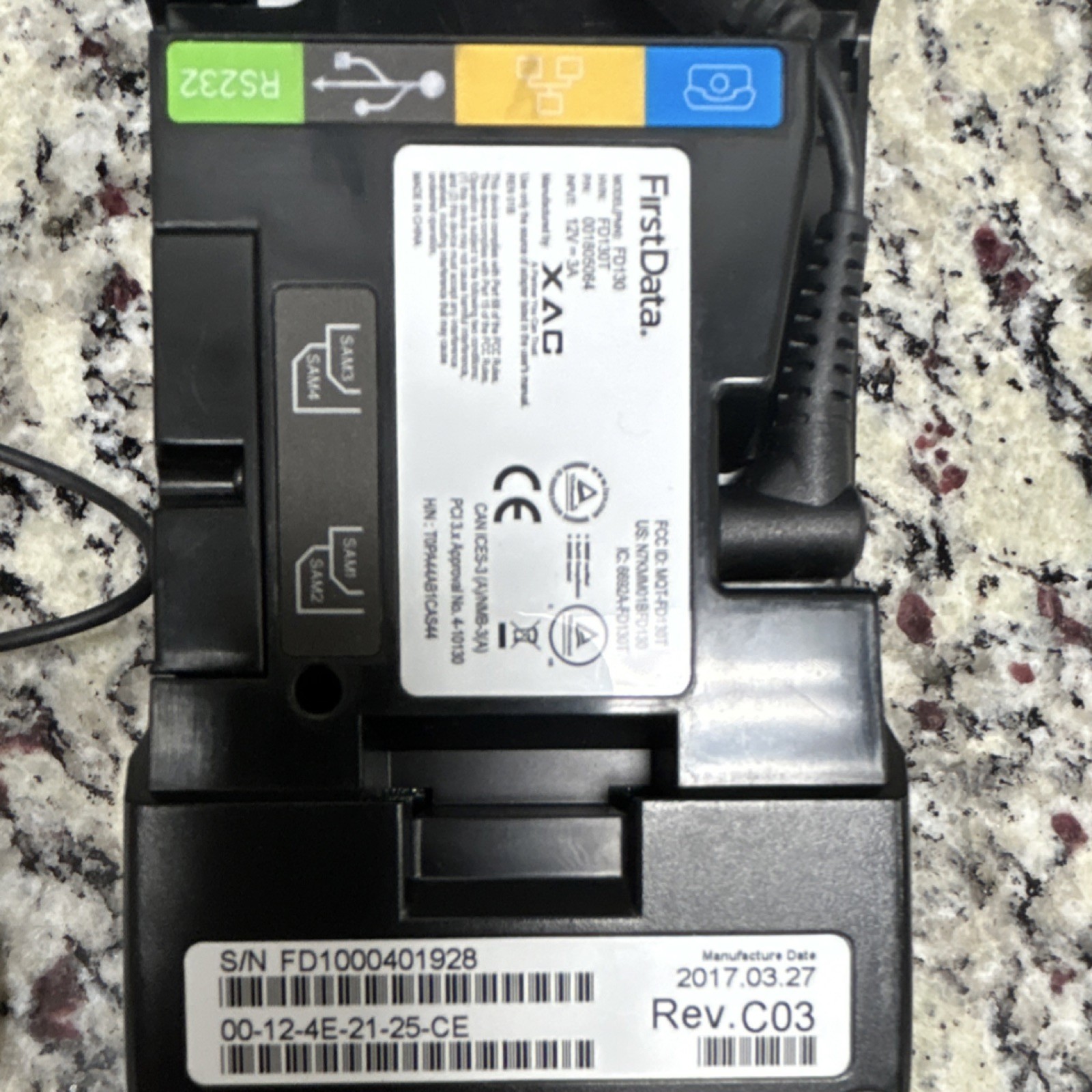 First Data FD130 Wired Credit Card Terminal with Power Adapter Series FD130