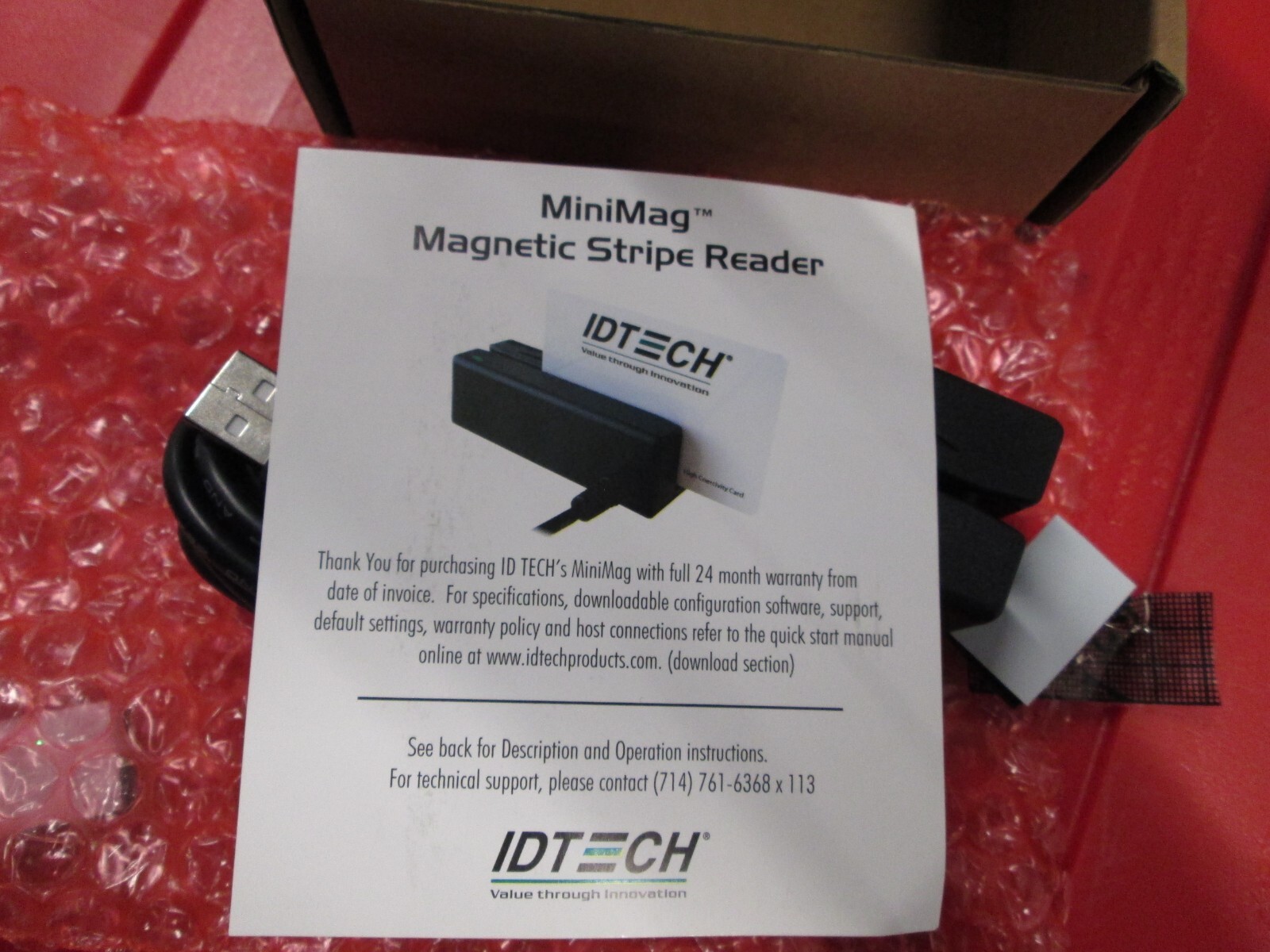 IDTECH – USB Credit Card Magnetic Stripe Swipe Reader – Model: IDMB-334112B
