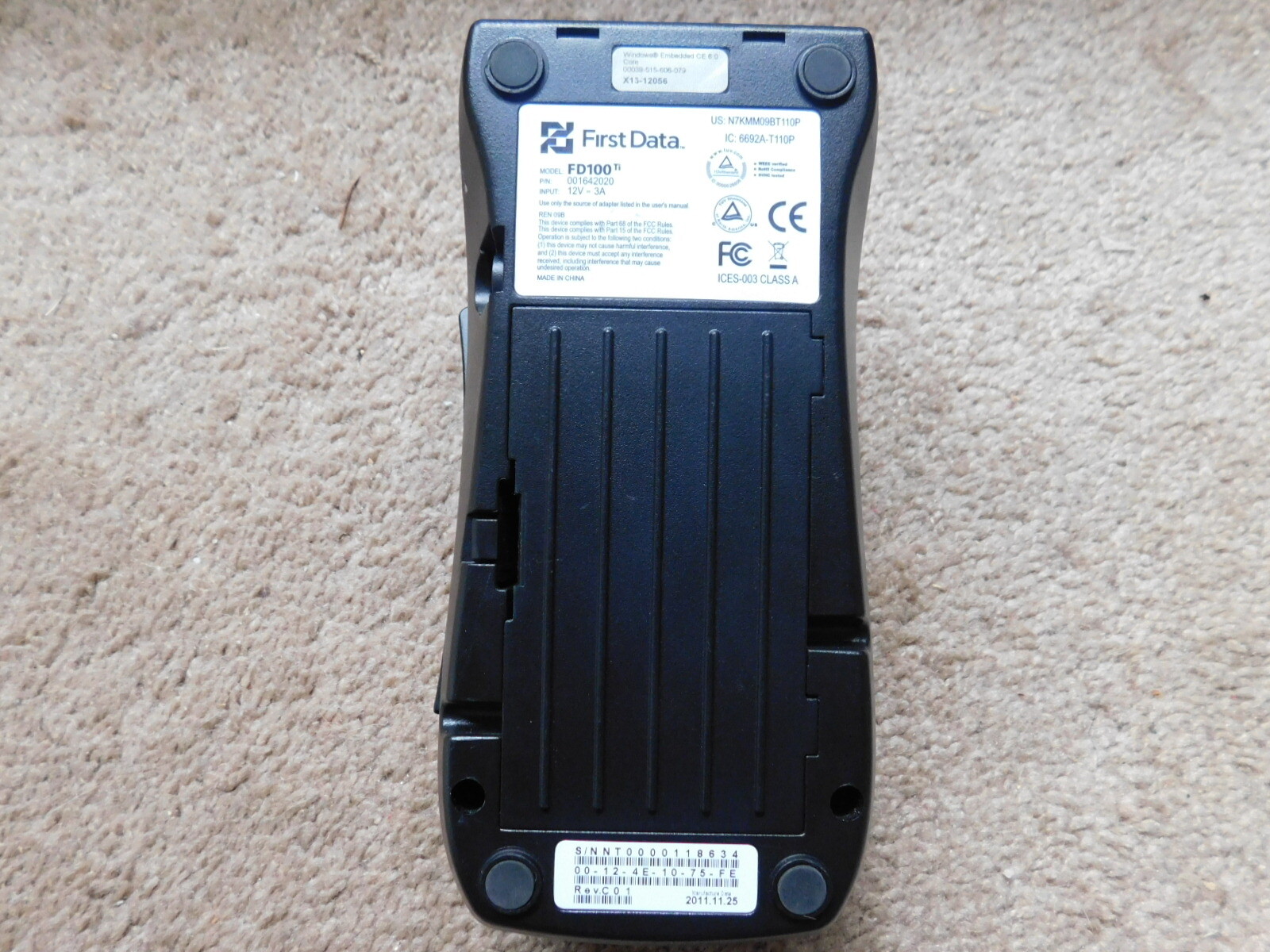 First Data FD100Ti POS Credit/Debit Card Terminal – No cords