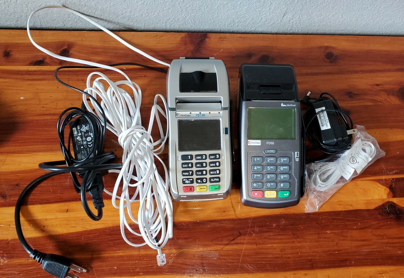 First Data FD130 FD55 VeniPhone EMV NFC Dial/IP Credit Debit Card Machine Bundle