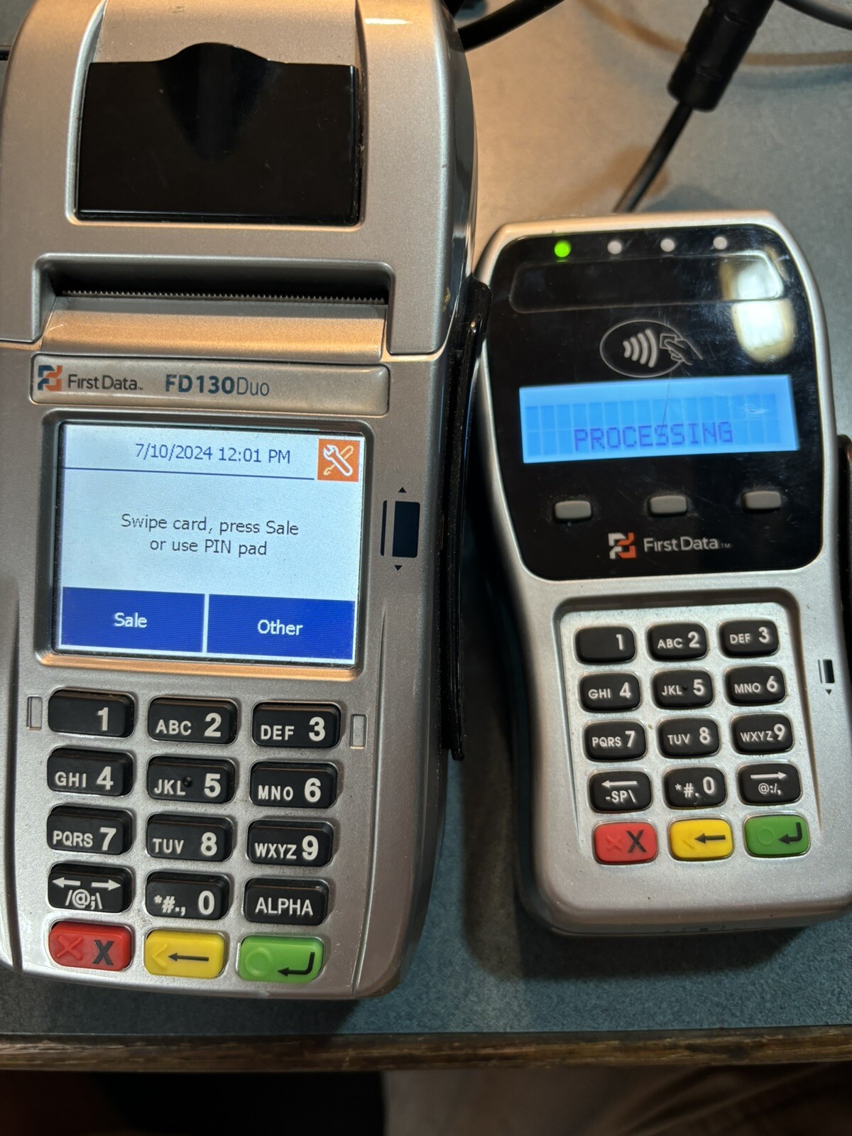 First Data FD-130 DUO Credit Card Machine with FD-35 EMV NFC PIN pad