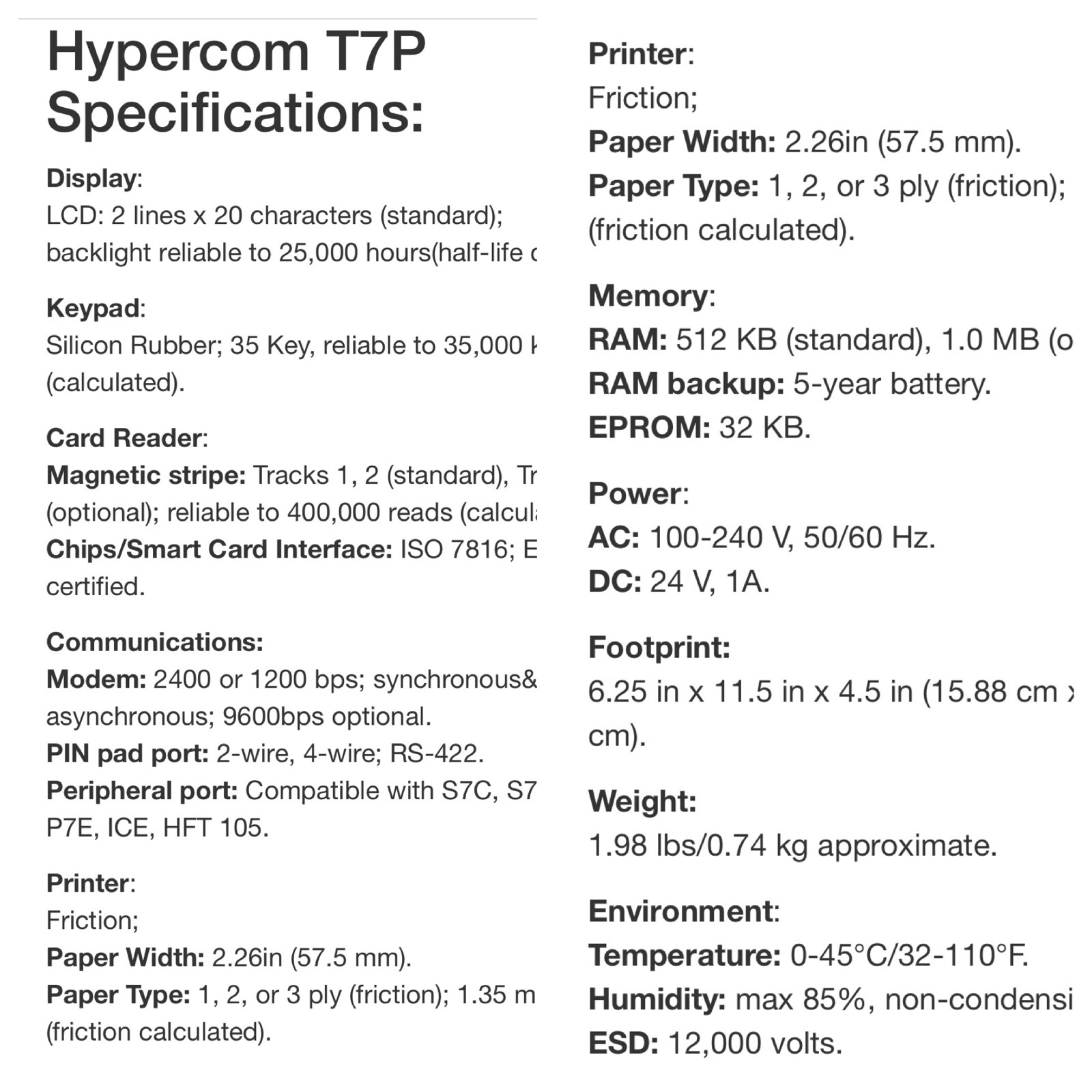 HYPERCOM T7P-T POS CREDIT CARD TERMINAL Bundle