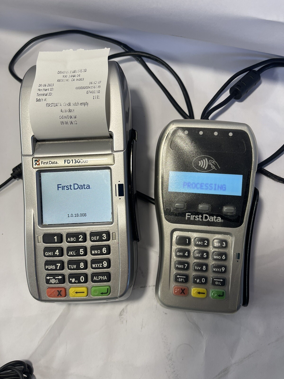 Set First Data FD130 DUO Credit Card Machine with FD35 PINpad and Power Supply.