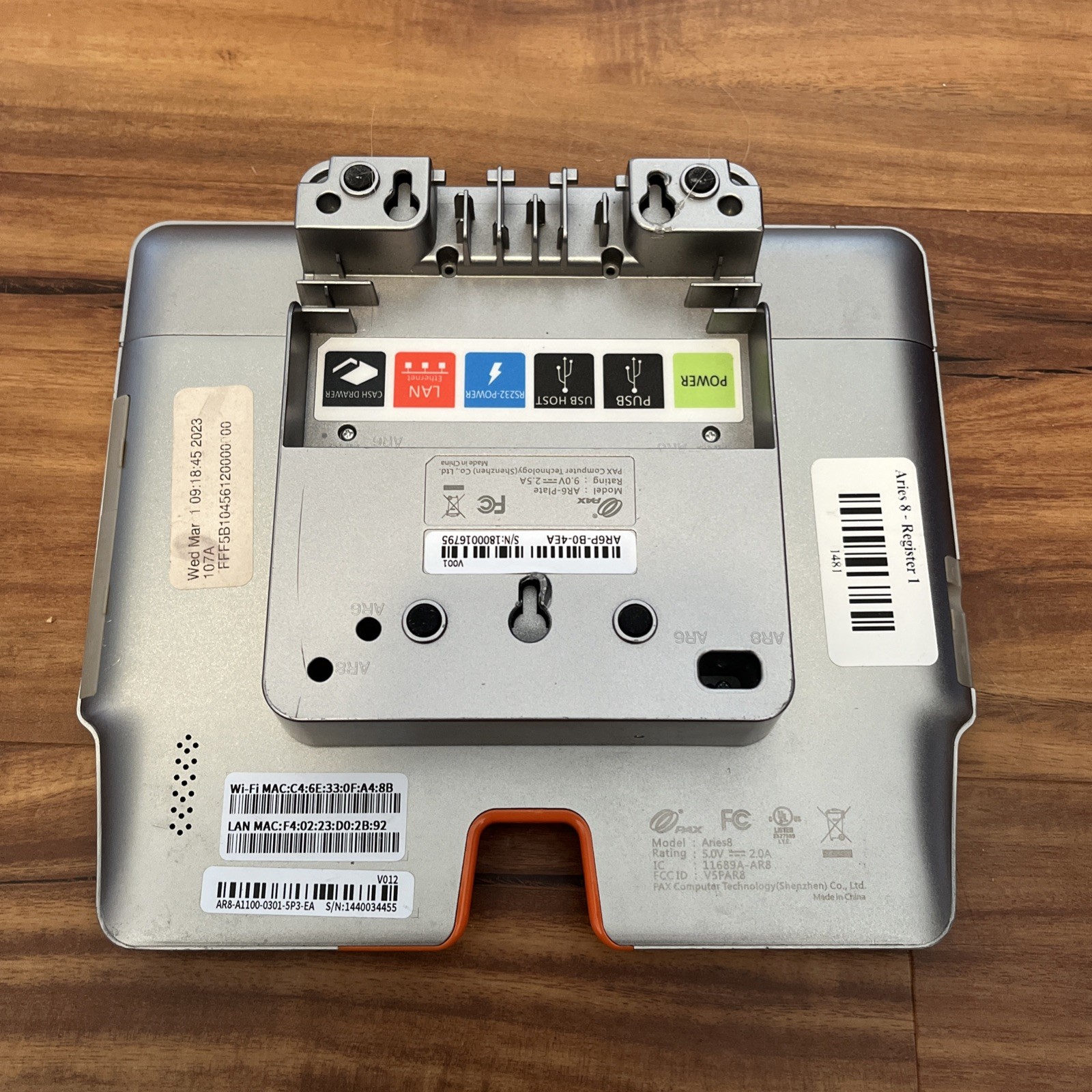 Pax Aries 8 Credit Card Reader Untested/ WiFi Bluetooth Ethernet Terminal