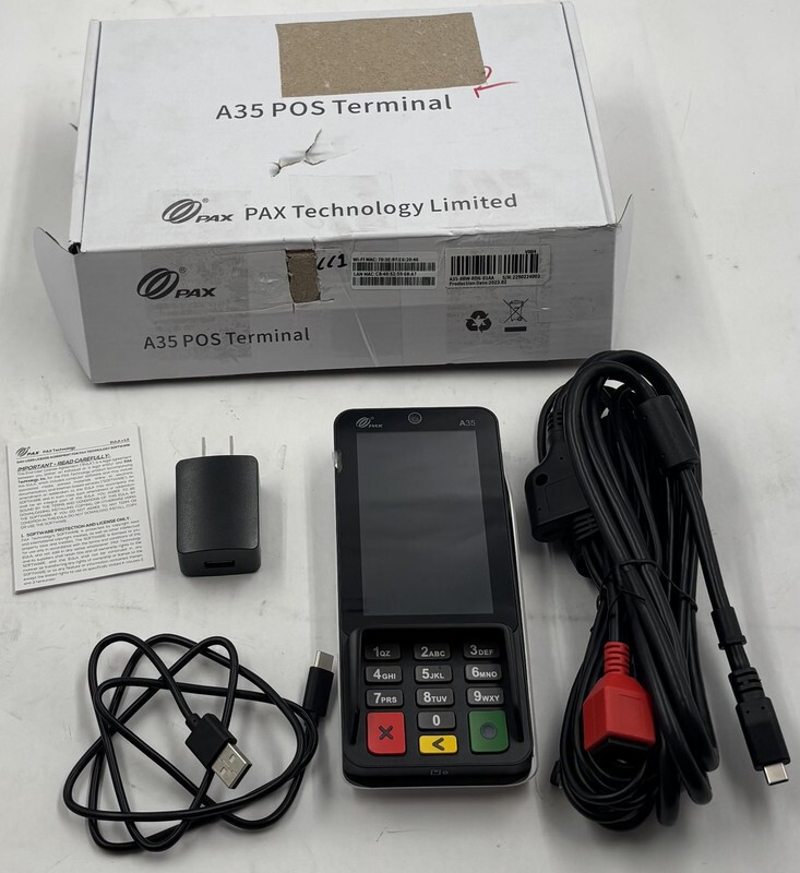 PAX A35 A35-0BW-RD6-01AA ANDROID POS CREDIT CARD TERMINAL READER – LOCKED