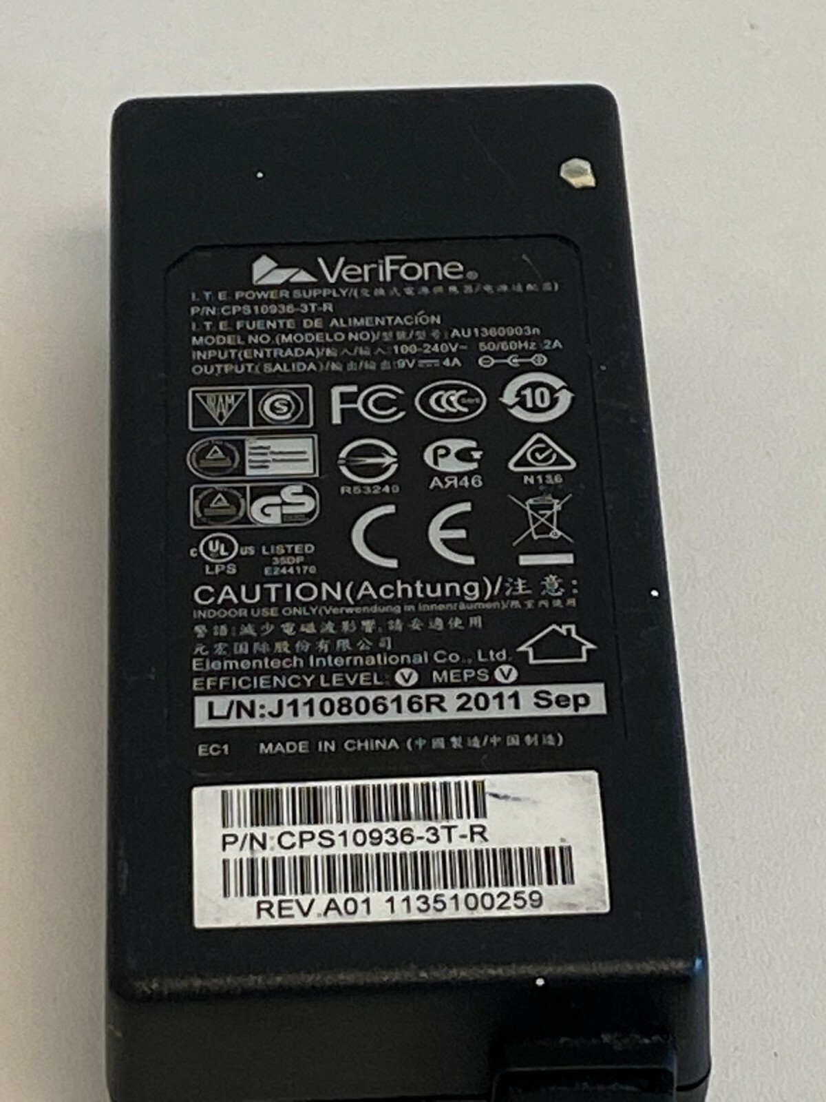 K46: Lot of 5 Verifone Power Supply AU1360903N Power Supply Adapter