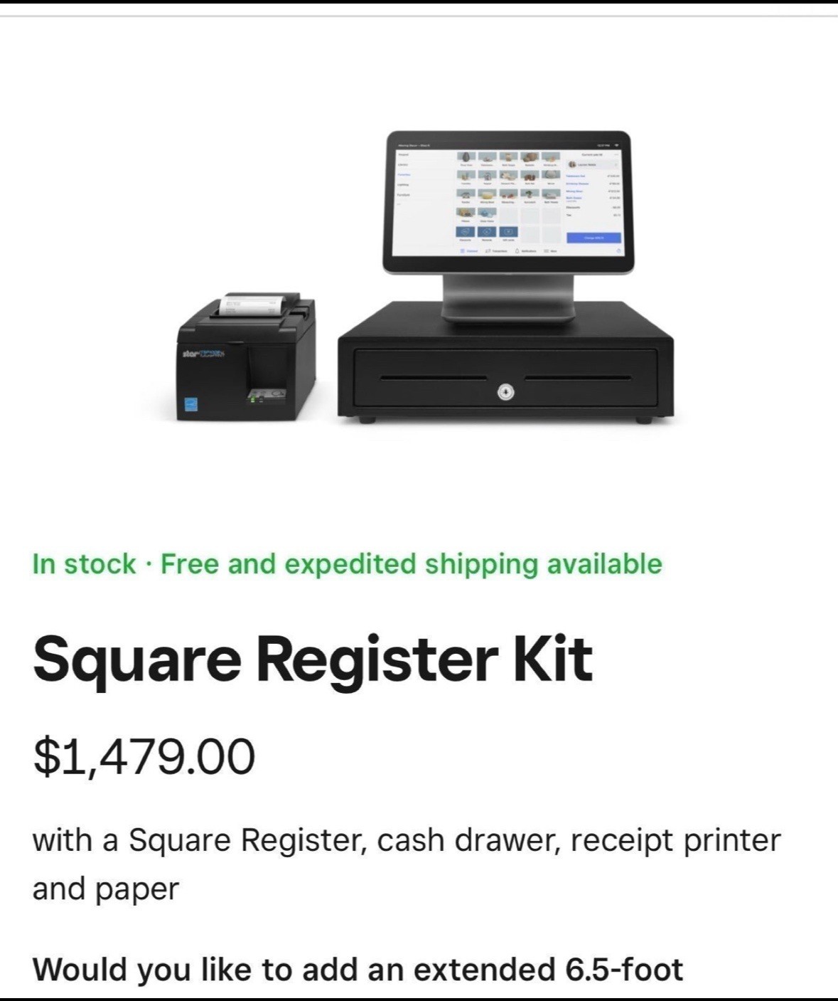 Square POS Register Kit, Receipt Printer, and Accessories Package $1479 retial v