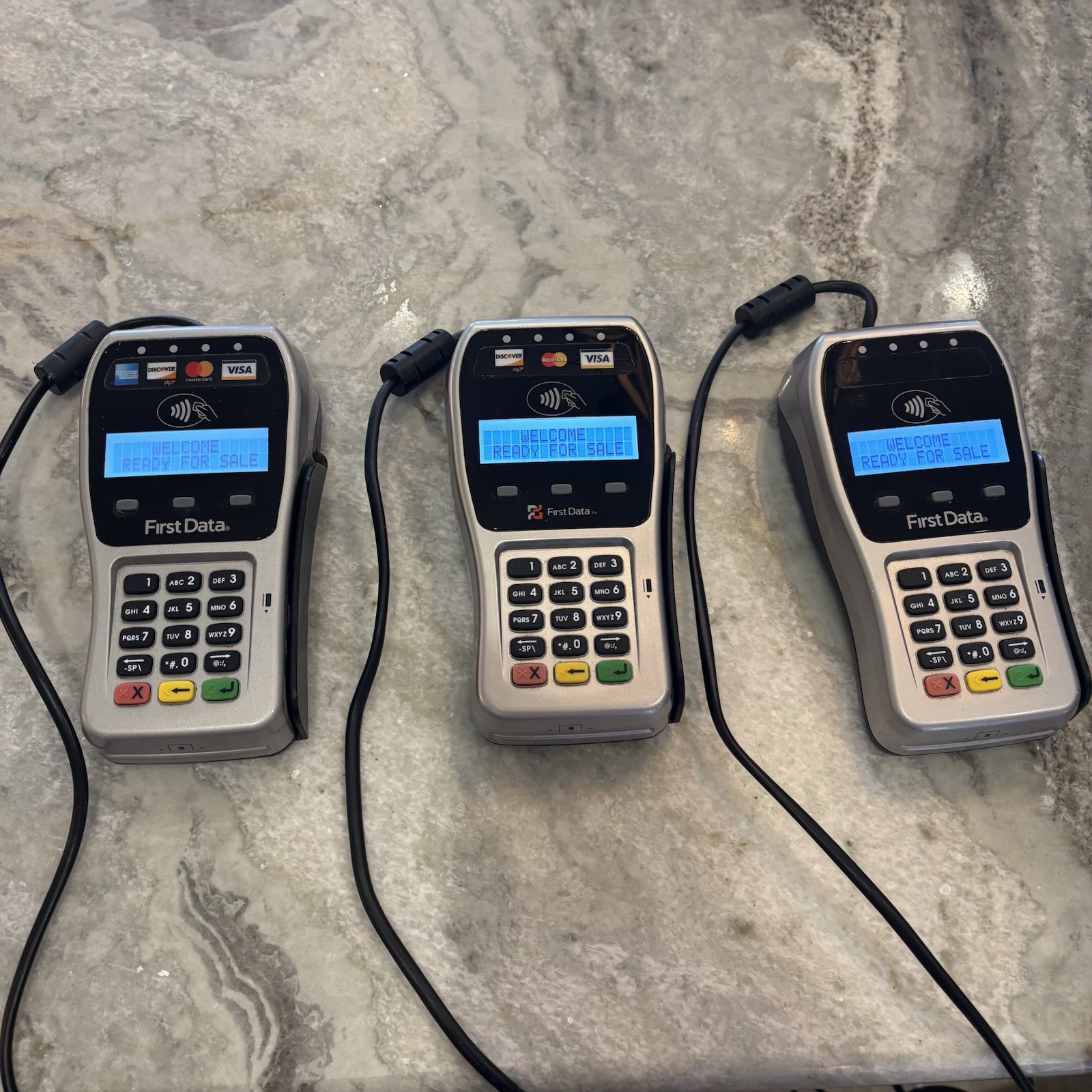 Lot of 3 First Data FD-35 Credit Card Pin Reader Card Read POS USED