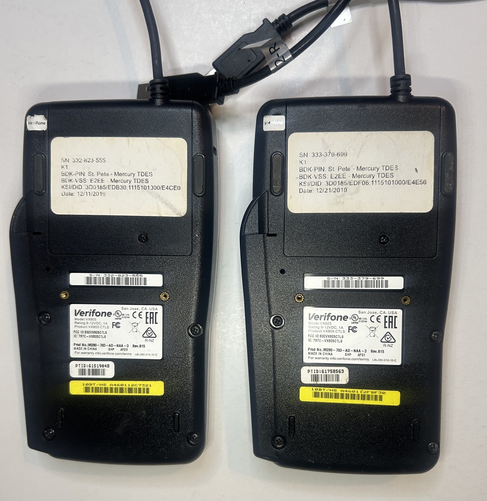 2 VeriFone VX805 PIN Pad with EMV Chip Reader Credit Card Machine Works – AS IS