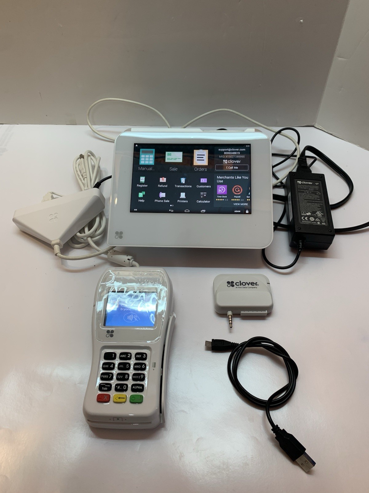 Clover Mini 3G C301 Credit Card Terminal POS System w/XPED-8006L2-3CR White