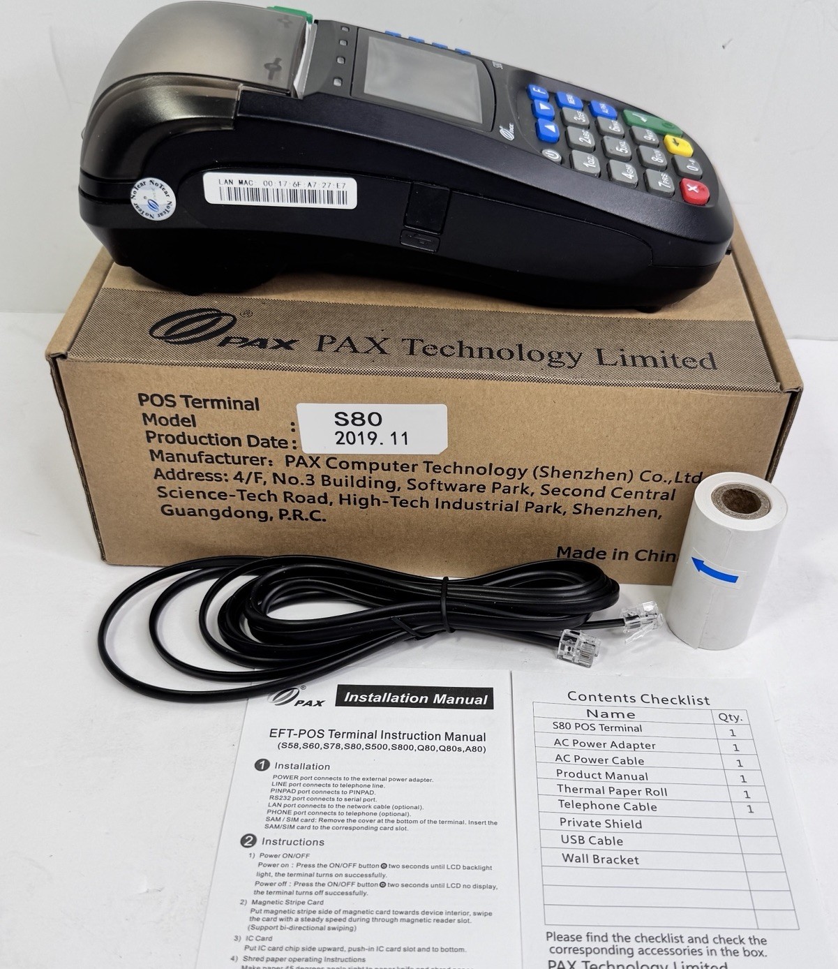 Pax S80 Credit Card Machine Terminal Pax S80 Parts Only No AC Adapter
