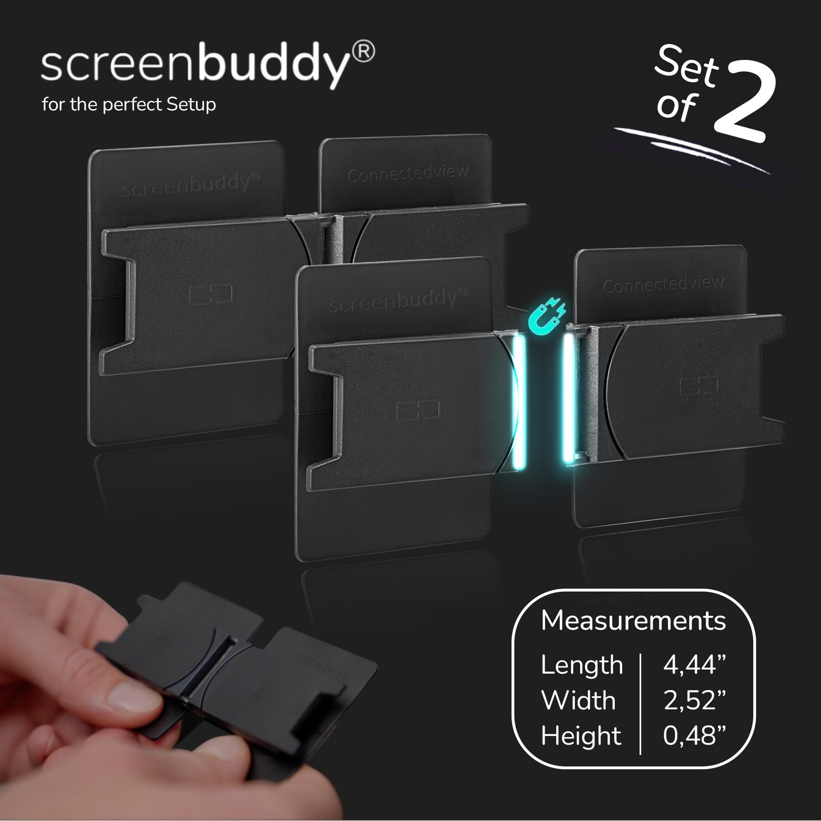 Set of 2, Magnetic Connection for Your Screens, Suitable for All Computer Mon…