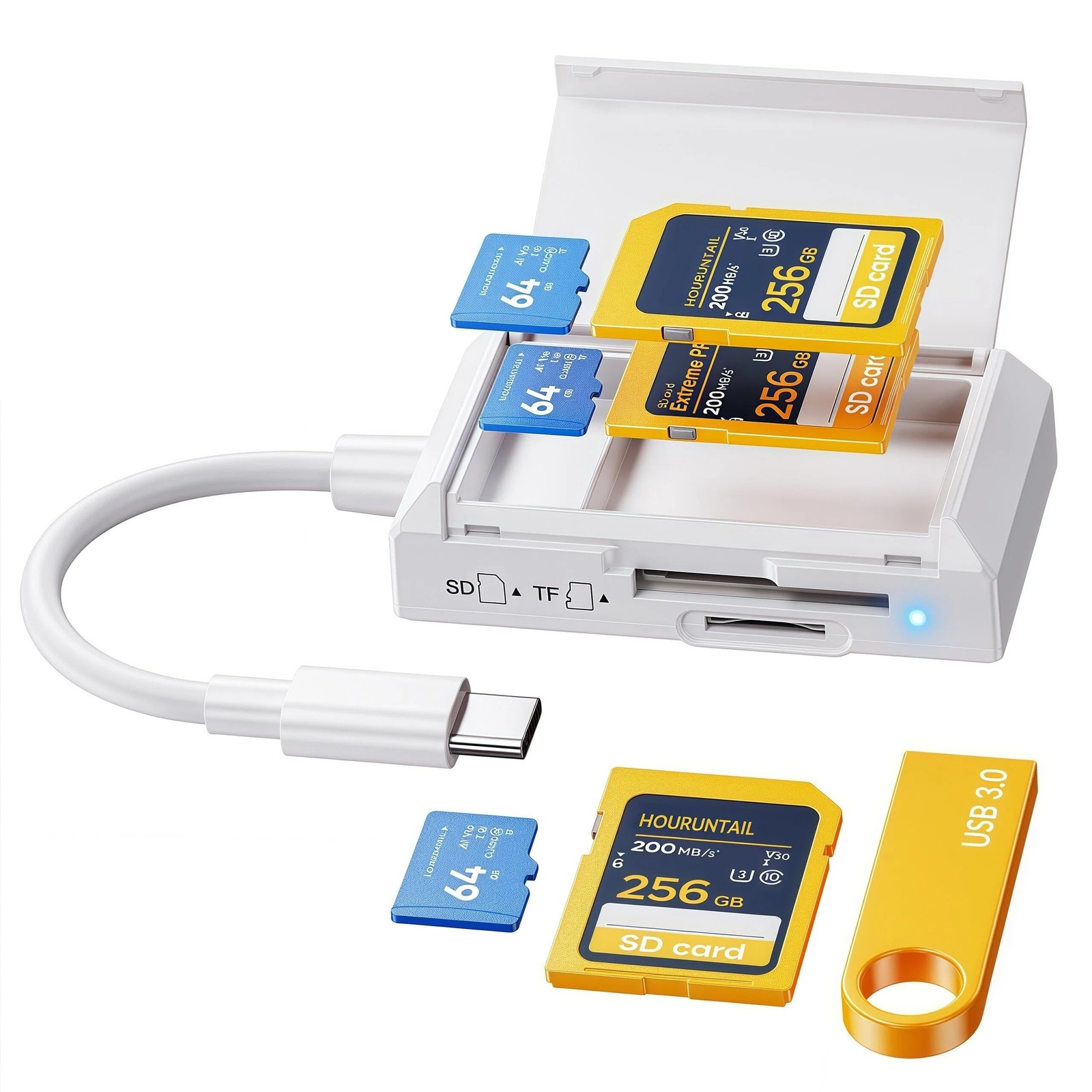 SD/TF Card Reader USB Type C with SD Card Storage&Slot USB 3.0 to SD/Micro Me…