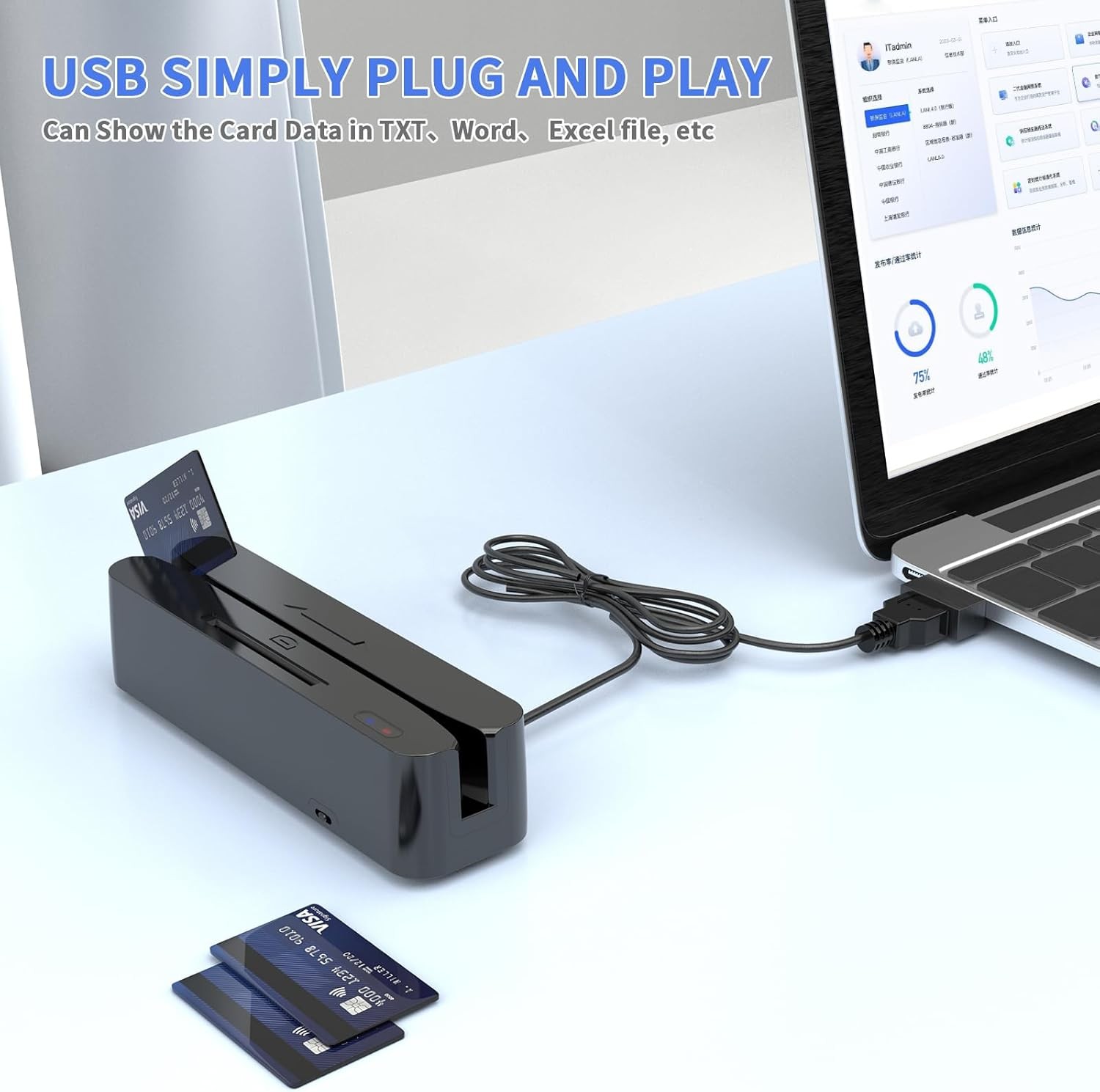 Symcode multi-function magnetic card reader, memory chip card reader