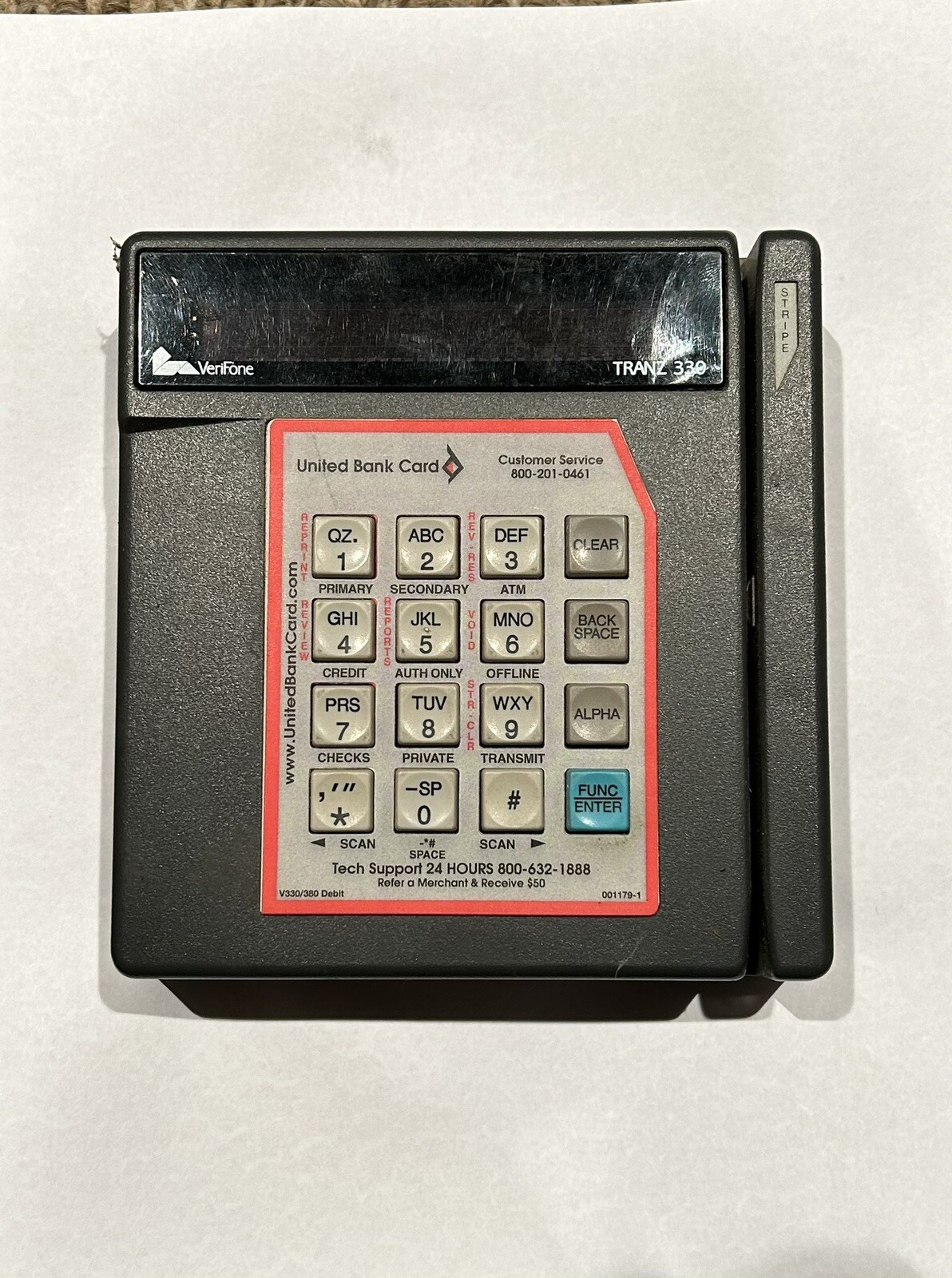 Verifone Tranz 330 Gray LCD Screen Portable Retail Credit Card Terminal Reader