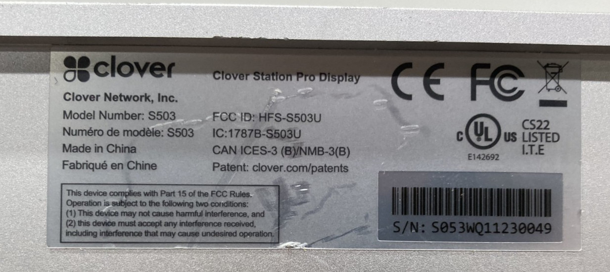 Clover S503 Station Pro Display (Unit Only)