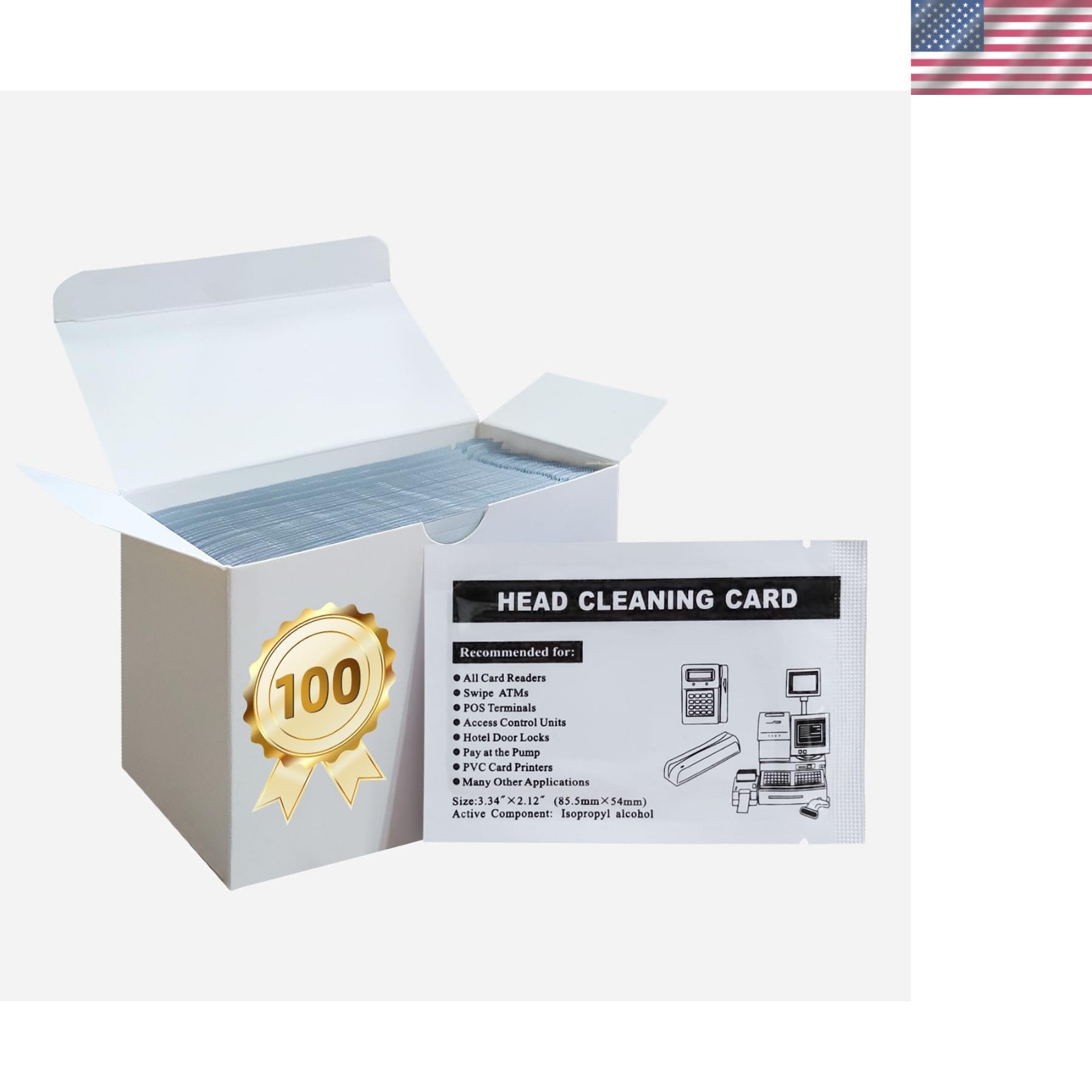 Credit Card Reader Cleaning Cards CR80 Dual Side POS Swipe Card Reader Cleane…