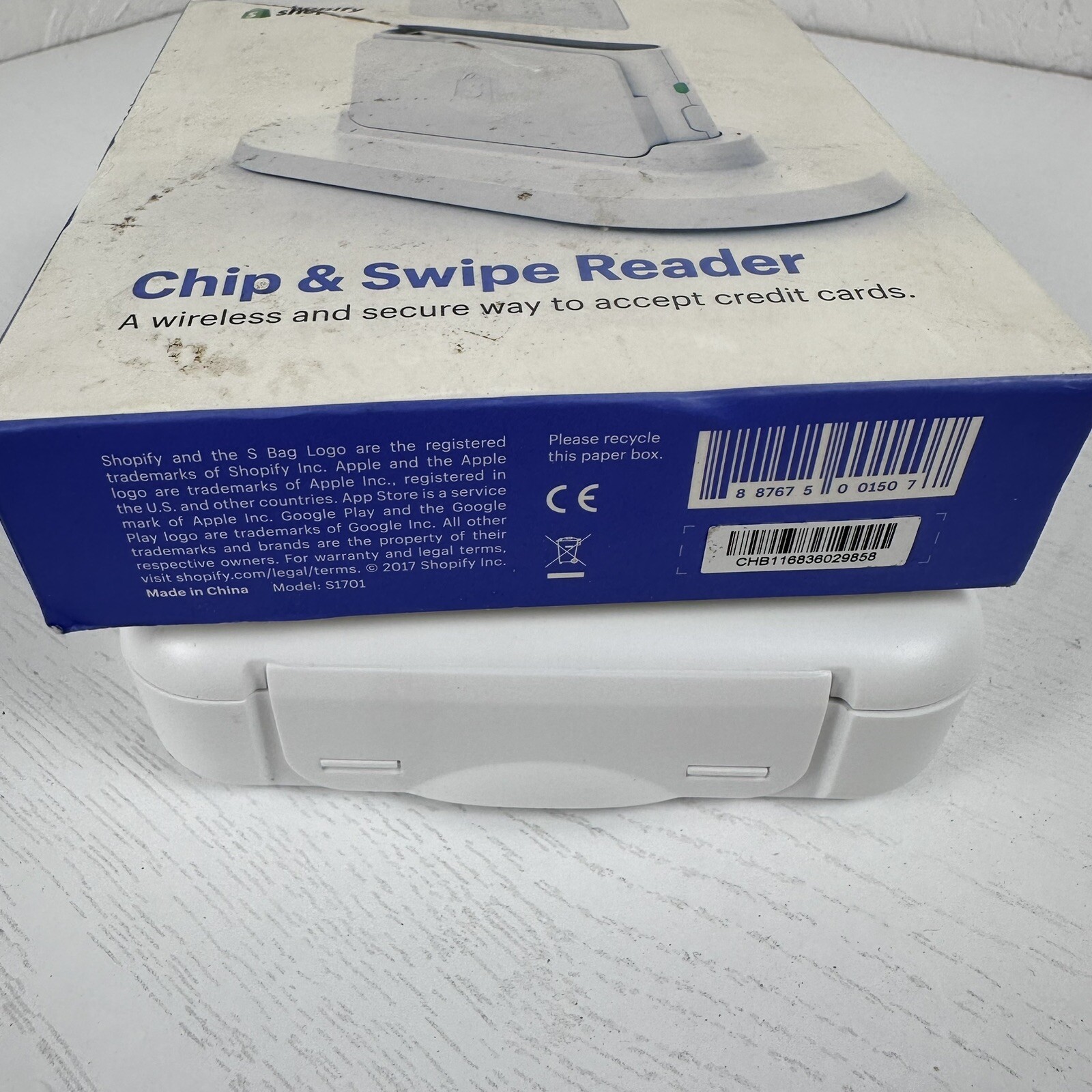 Shopify Chip And Swipe Card Reader Base Case White Point Of Sale POS No USB Cord