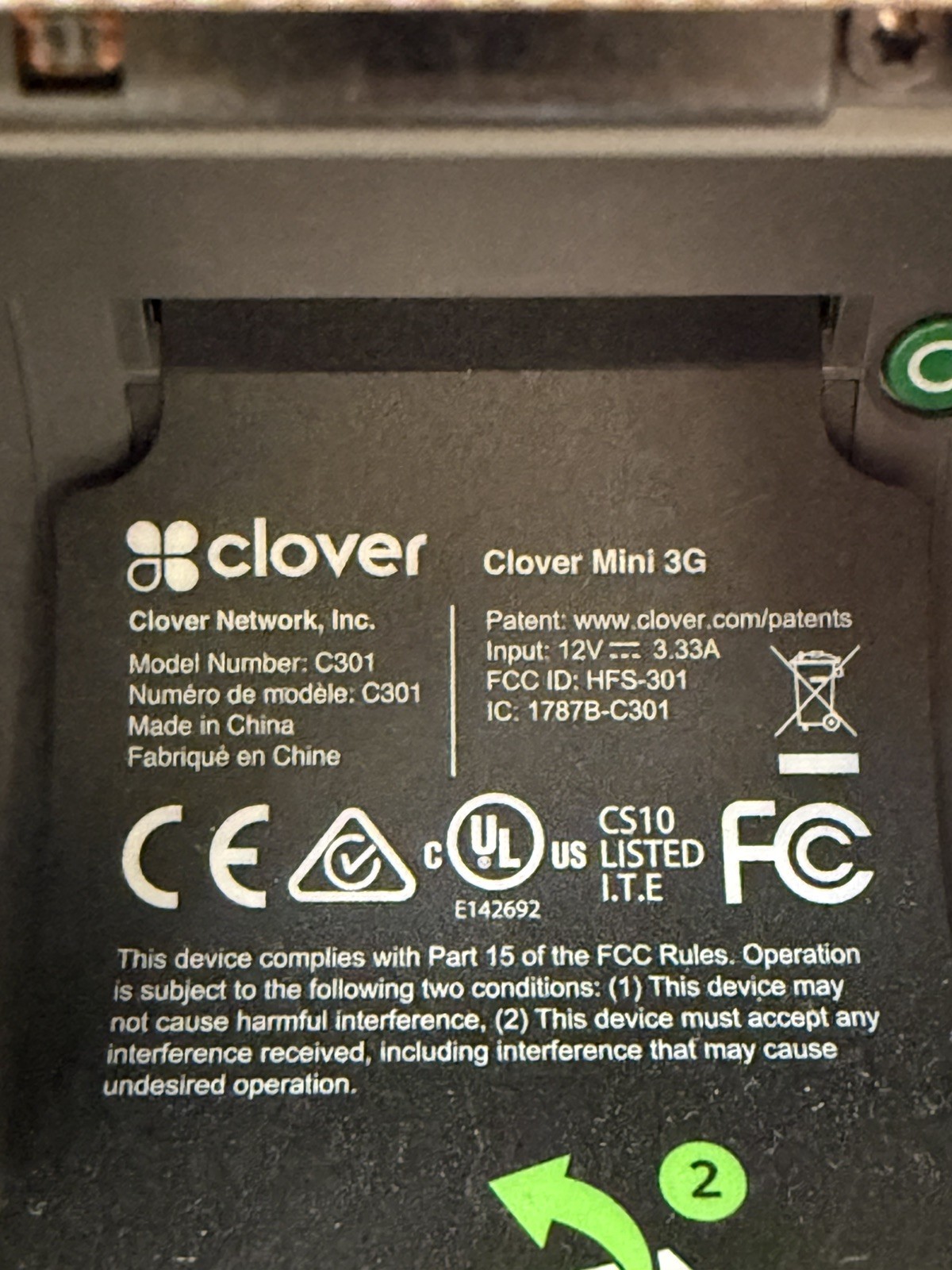 Clover Mini3G C301 POS System *READ DESCRIPTION* Credit Card Reader Touch Screen