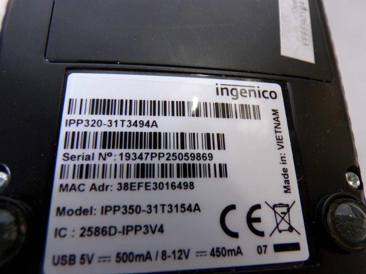Ingenico iPP320 / IPP350-31T3154A USB POS PIN Pad Payment Terminal (B4518)