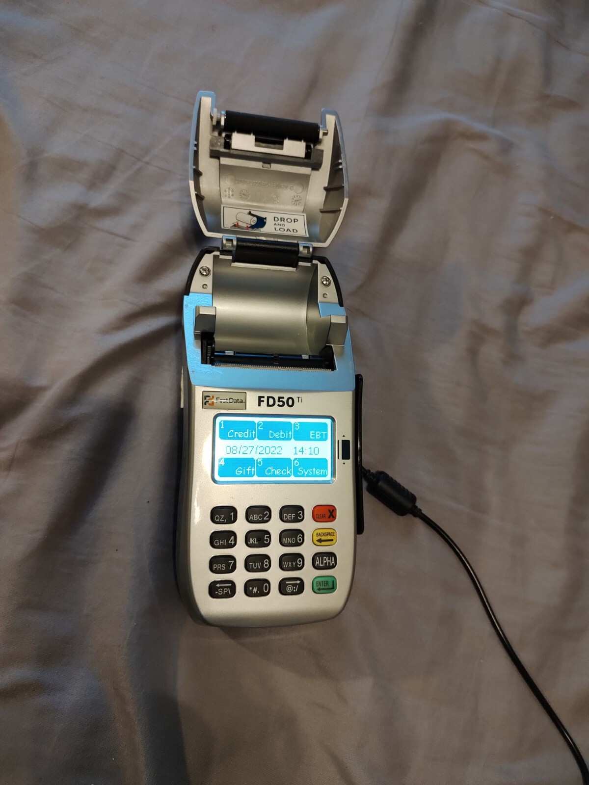 First Data FD50 Ti Credit Card Reader Machine Terminal with power supply