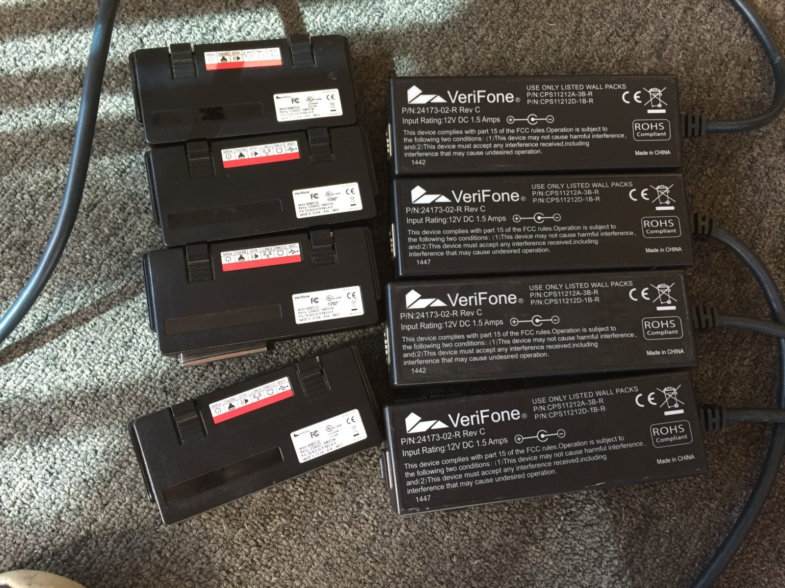 LOT of 5 Verifone 24173-02-R 2M Cable Purple & 5 MX900-02 ethernet modules
