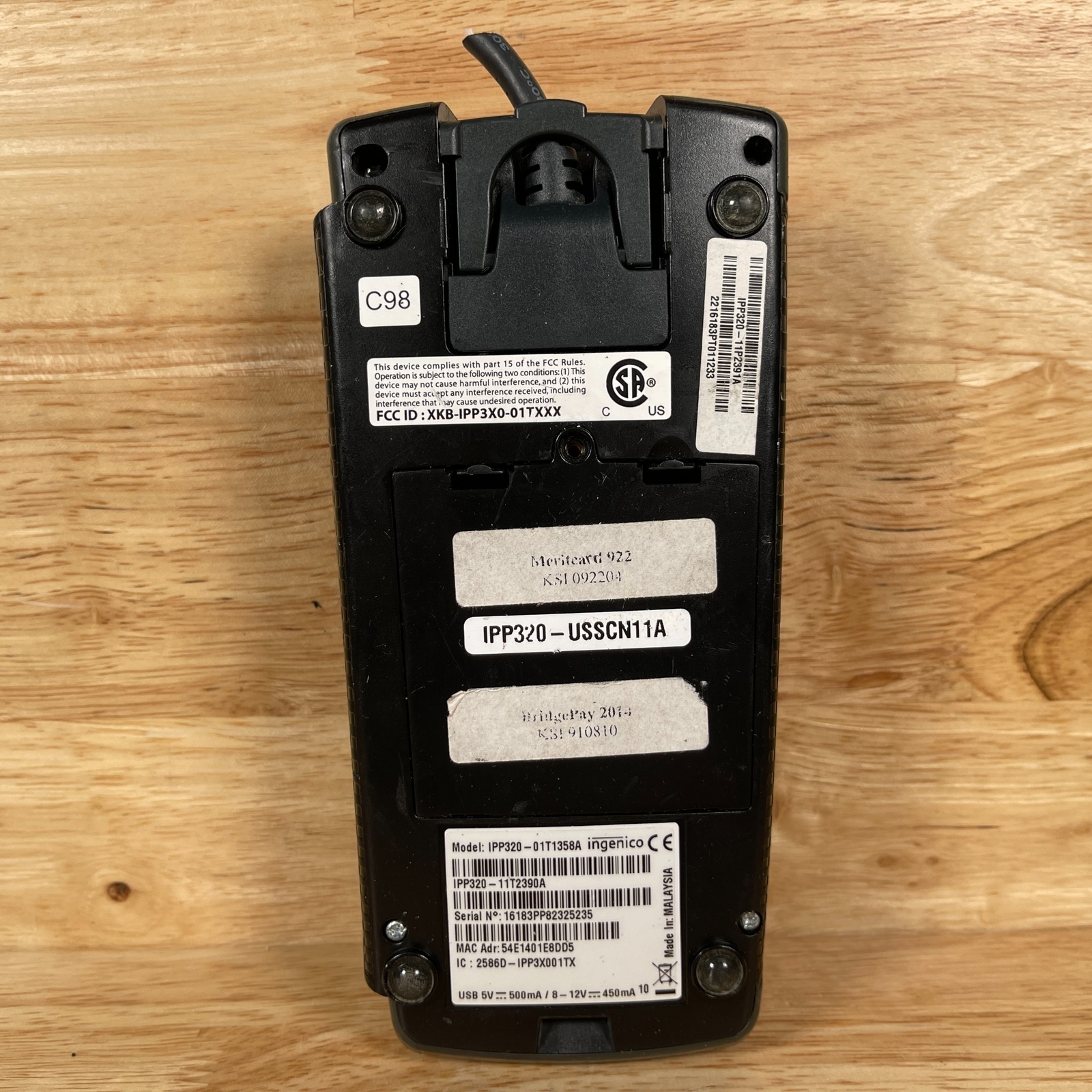 Ingenico IPP320-01T1358A Black Wired Credit Debit Terminal Reader – For Parts