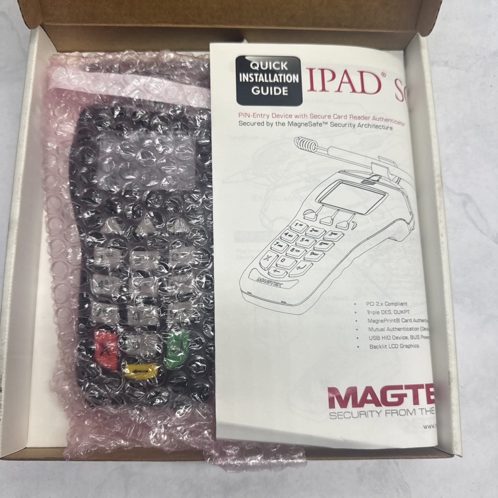 MagTek 30050400 IPAD Pinpad LCD 3 Track Magnetic Stripe USB Card Reader