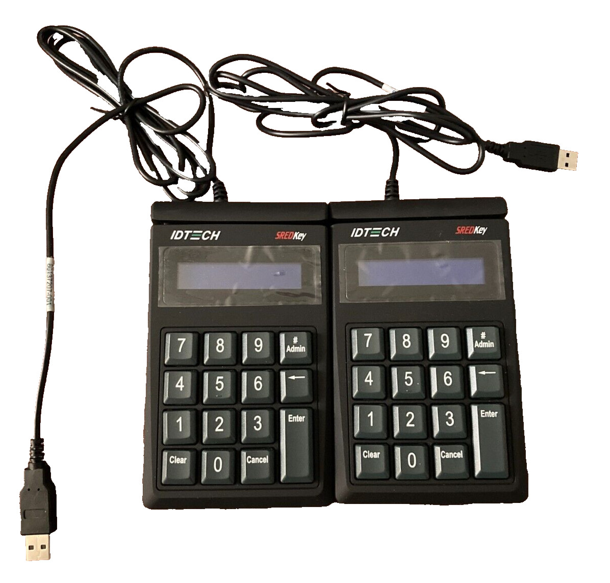 Lot of 2 IDTech SREDKey Key Pad MagStripe Reader USB IDSK-534833TEB Rev. J – V1