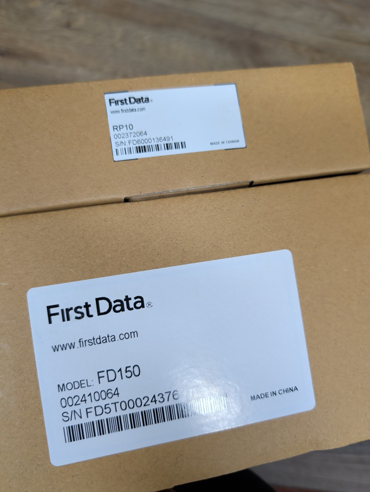 First Data FD150 + RP10 Pinpad bundle. New / Open Box. Wells Encryption
