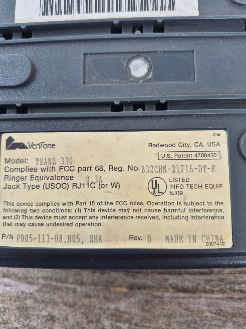 VerifoneTranz 330 Credit Card Terminal, tested, works, with power cord