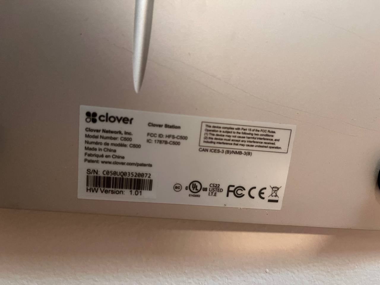 Clover C500 POS Terminal Screen Only Powers On PIN Locked For Parts