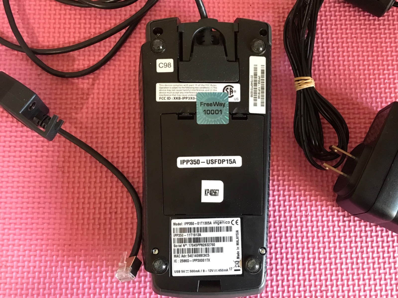 INGENICO IPP350 USFDP15A POINT OF SALE PINPAD with Power Adapter