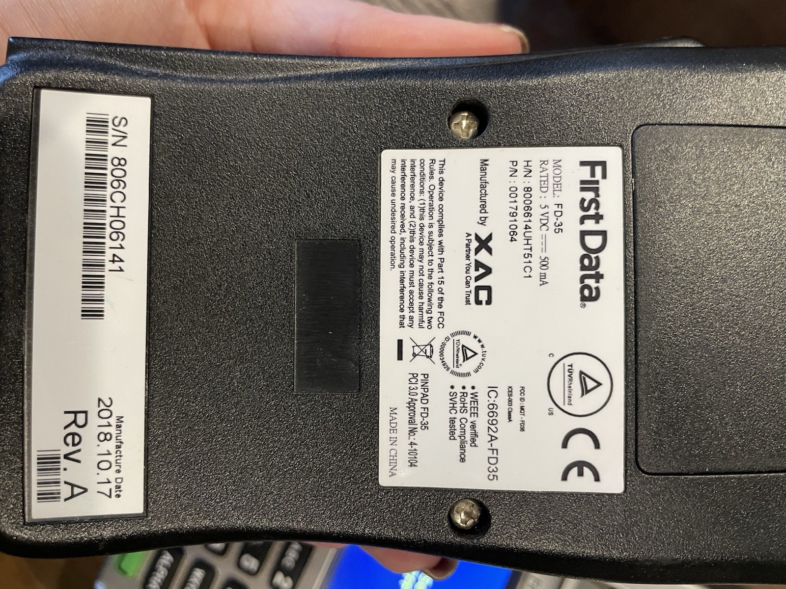 First Data FD130 Credit Card Machine with FD35 PIN pad Included