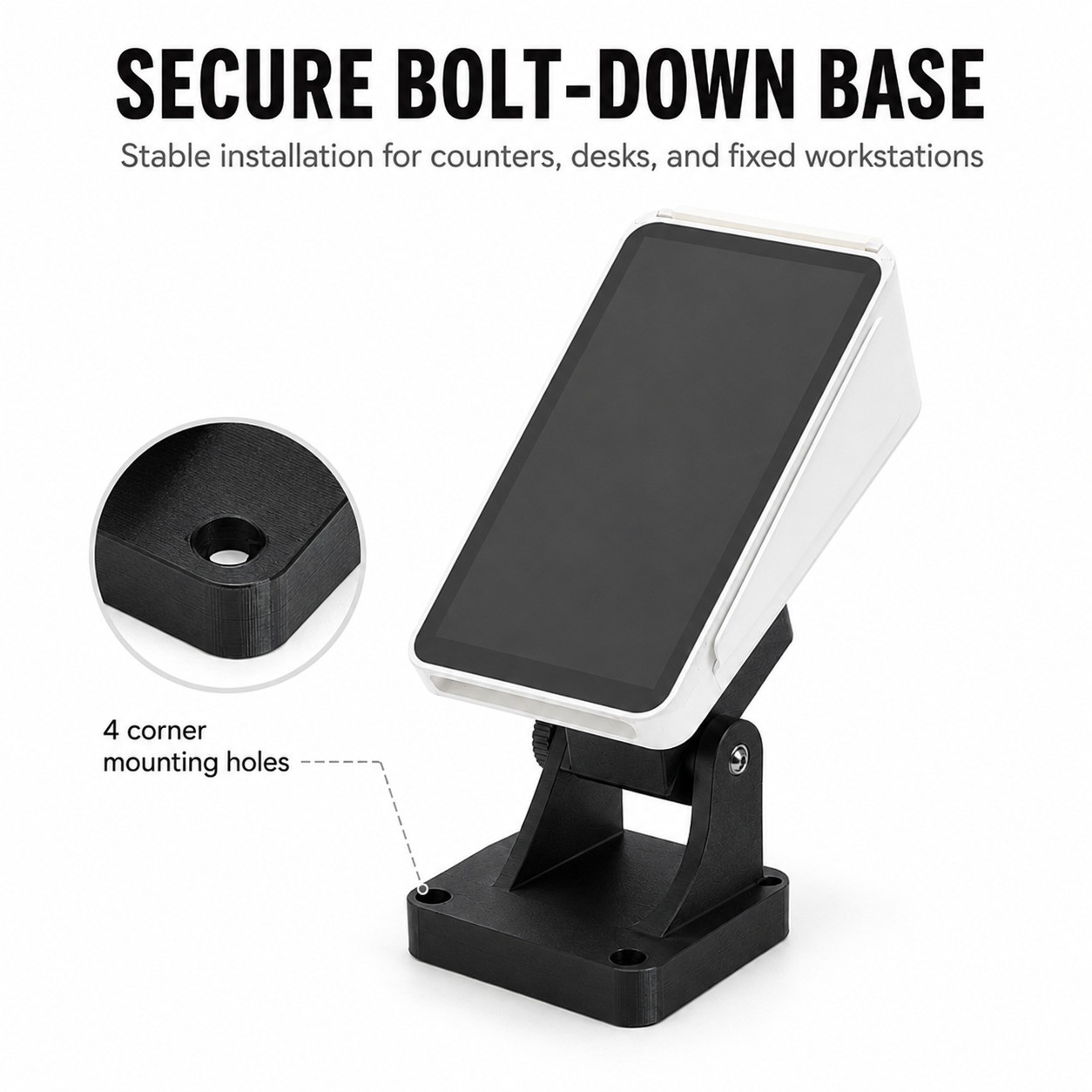 Angled Base Stand Holder for Square Terminal Mobile Credit Card Reader Suction