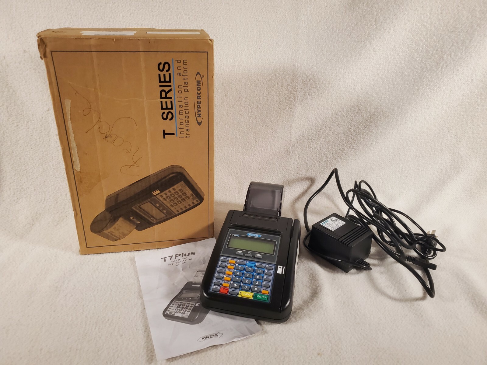Hypercom T7Plus Credit Card Terminal with Built-in Printer & Power Supply