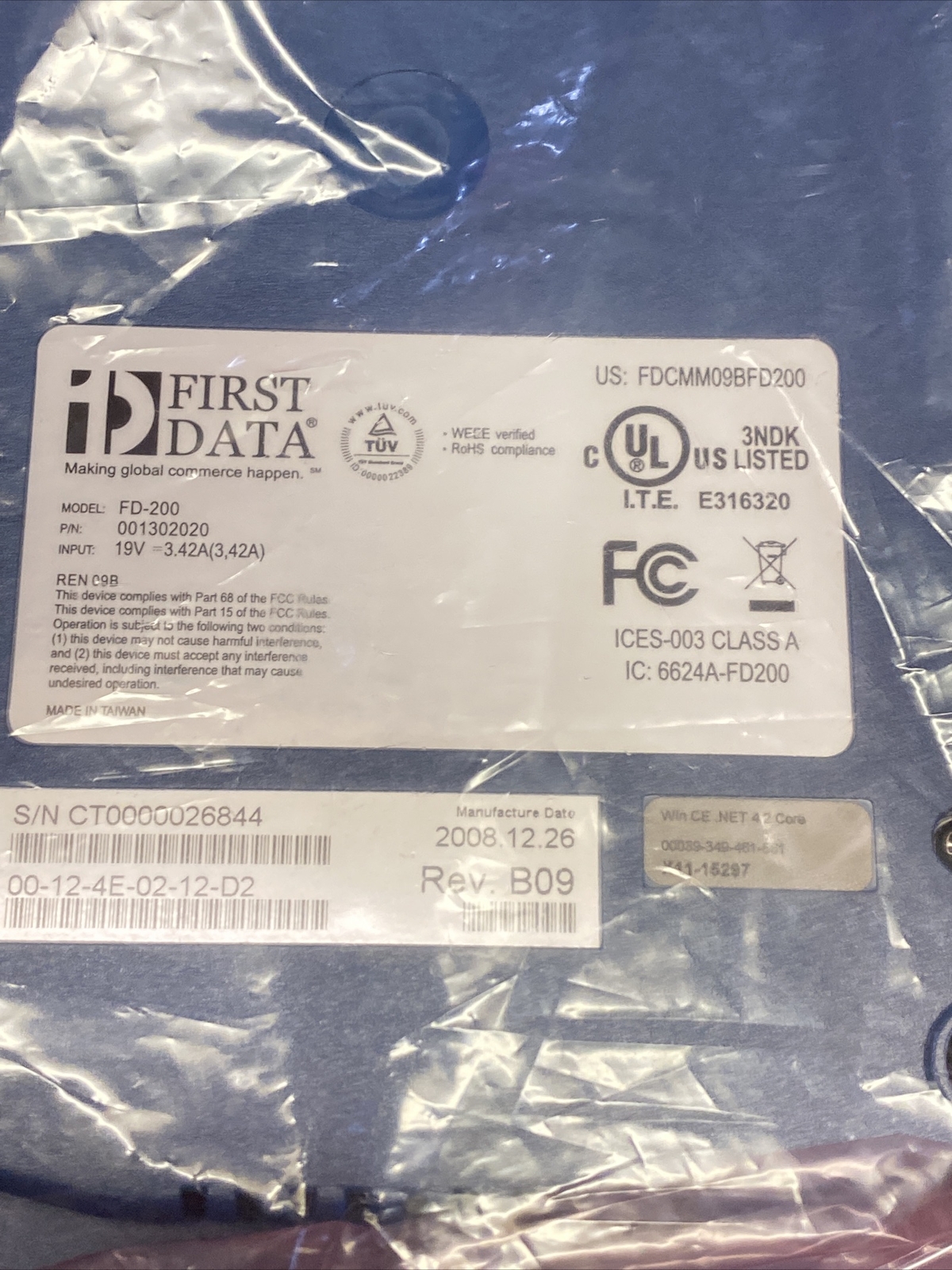 FD200 & FD30 W/ Stand First Data Payment Essentials Credit Card Terminal Check