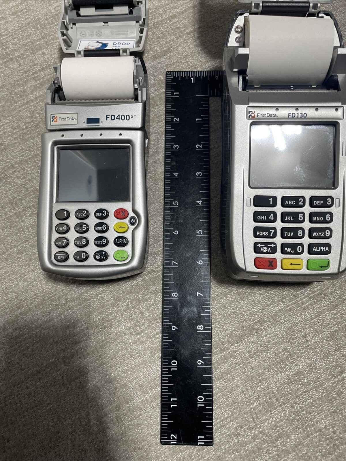 First Data FD130 FD400 GT Credit Card Terminal Silver Lot Of Two Unit Only