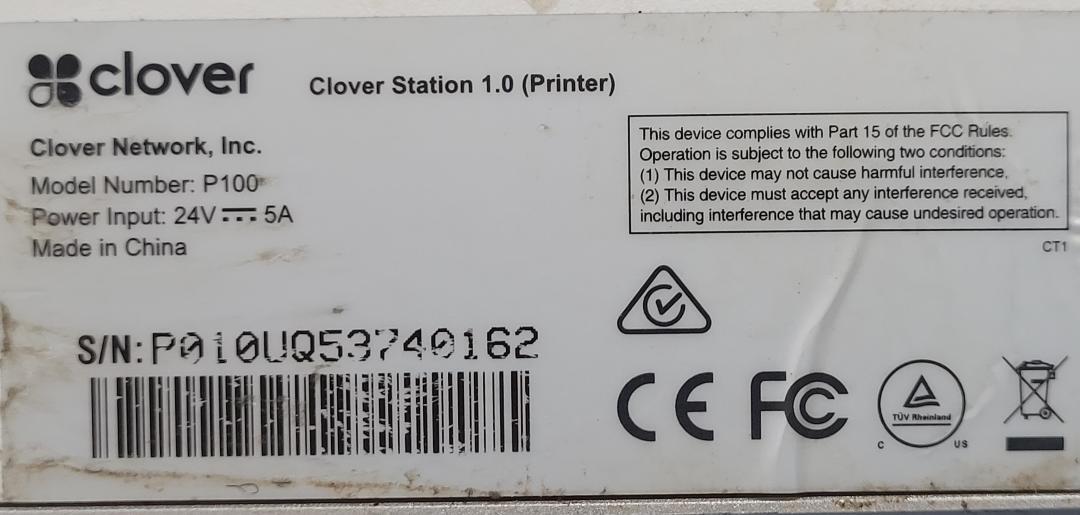 CLOVER STATION 1.0 PRINTER P100 24VDC FOR PARTS