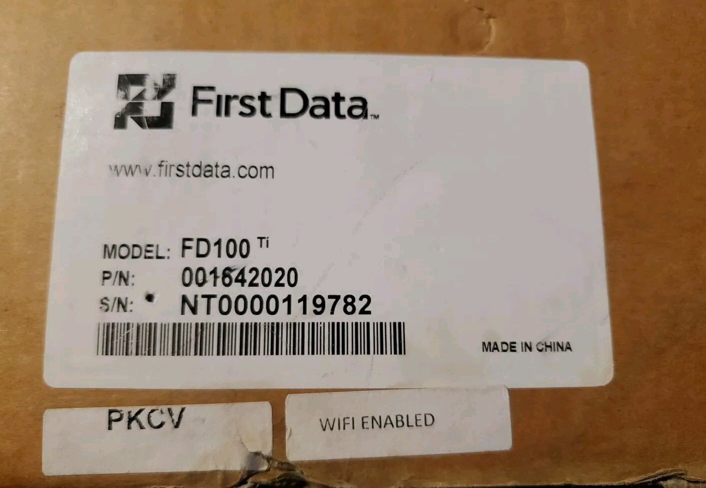 First Data FD100 Credit Card Terminal w/Power Adapter, Ethernet Cable Open Box