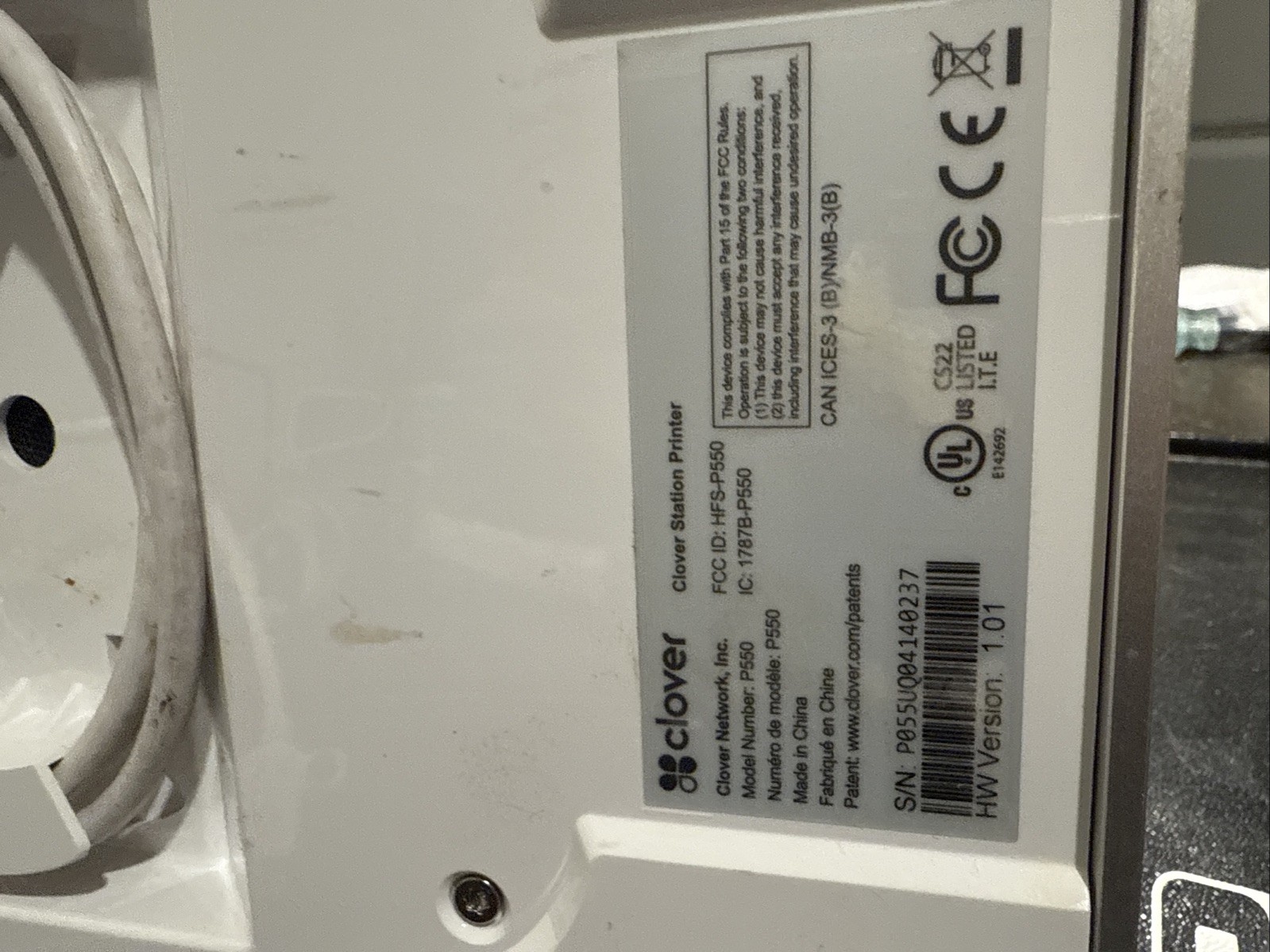 Clover Station P550 Receipt Printer – Untested As Is – Clover POS Printer