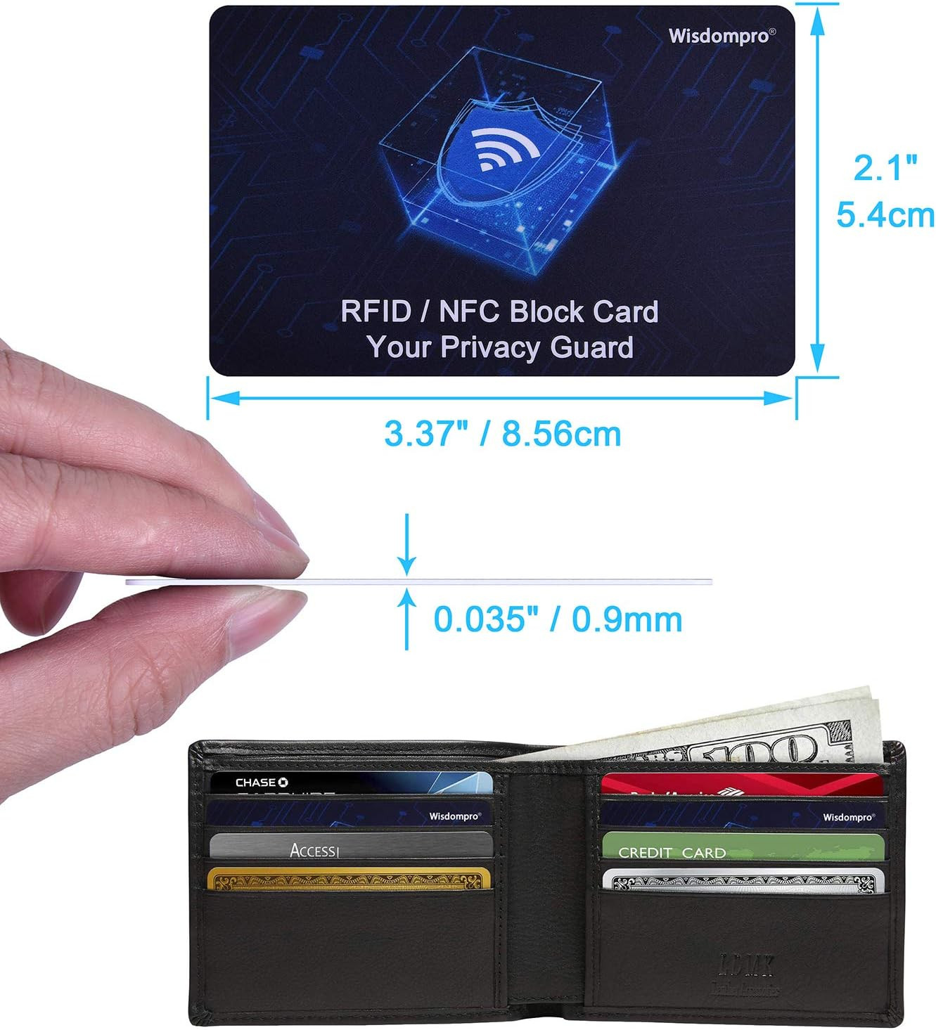 RFID Blocking Cards, 6 Pack Contactless NFC Bank Debit Credit Card Passport Prot