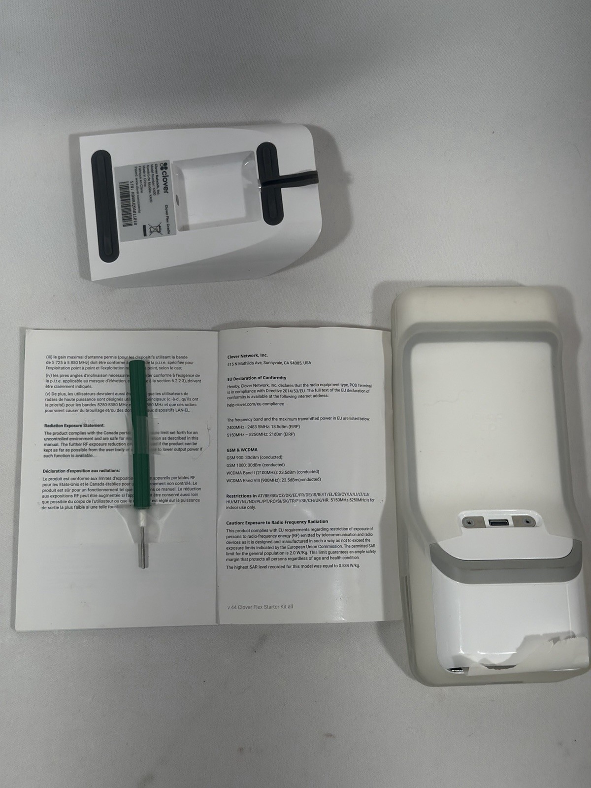 Clover Flex POS System Terminal Cradle Card Reader Untested As Is 75 Characters