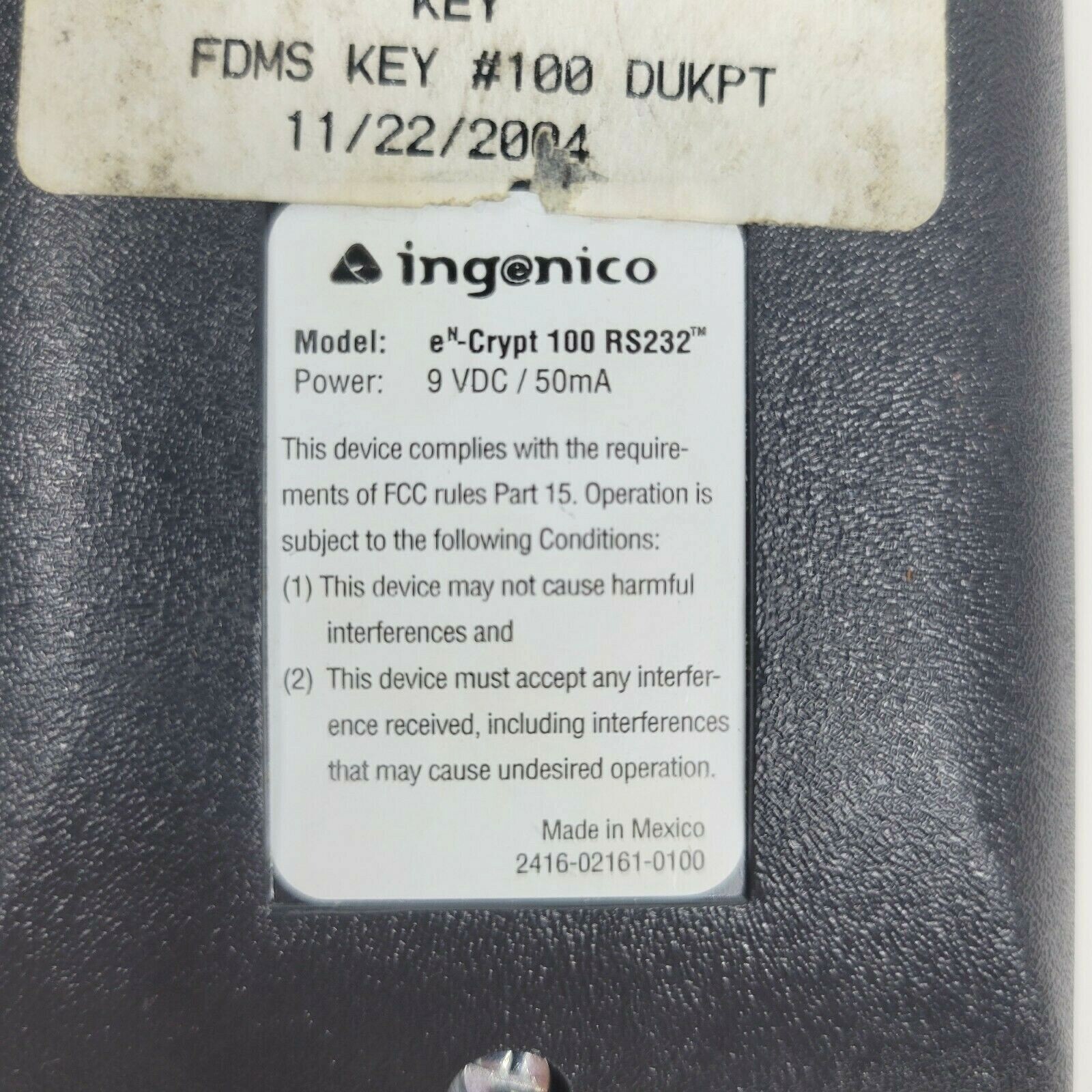 INGENICO Pin Pad EN CRYPT 100 RS232 UNTESTED