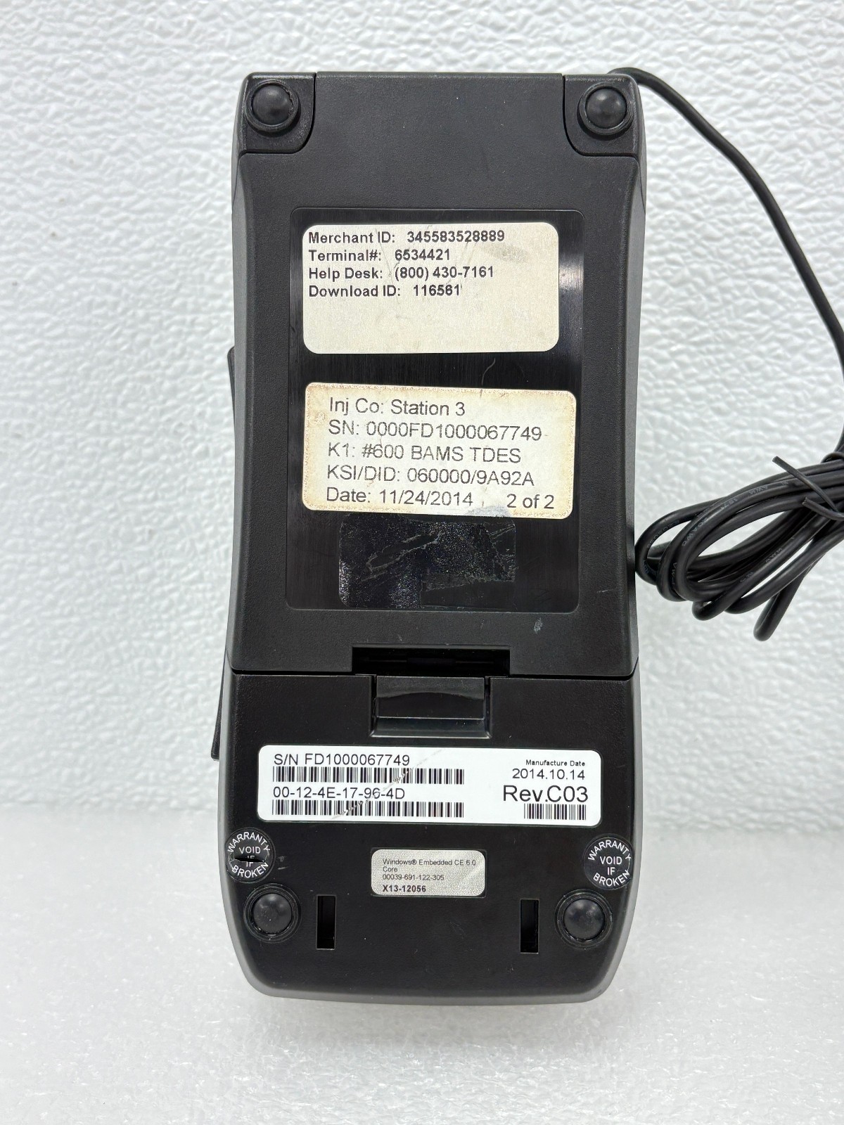 Pre Owned | First Data FD130 POS Credit Card Terminal with Power Adapter -Silver
