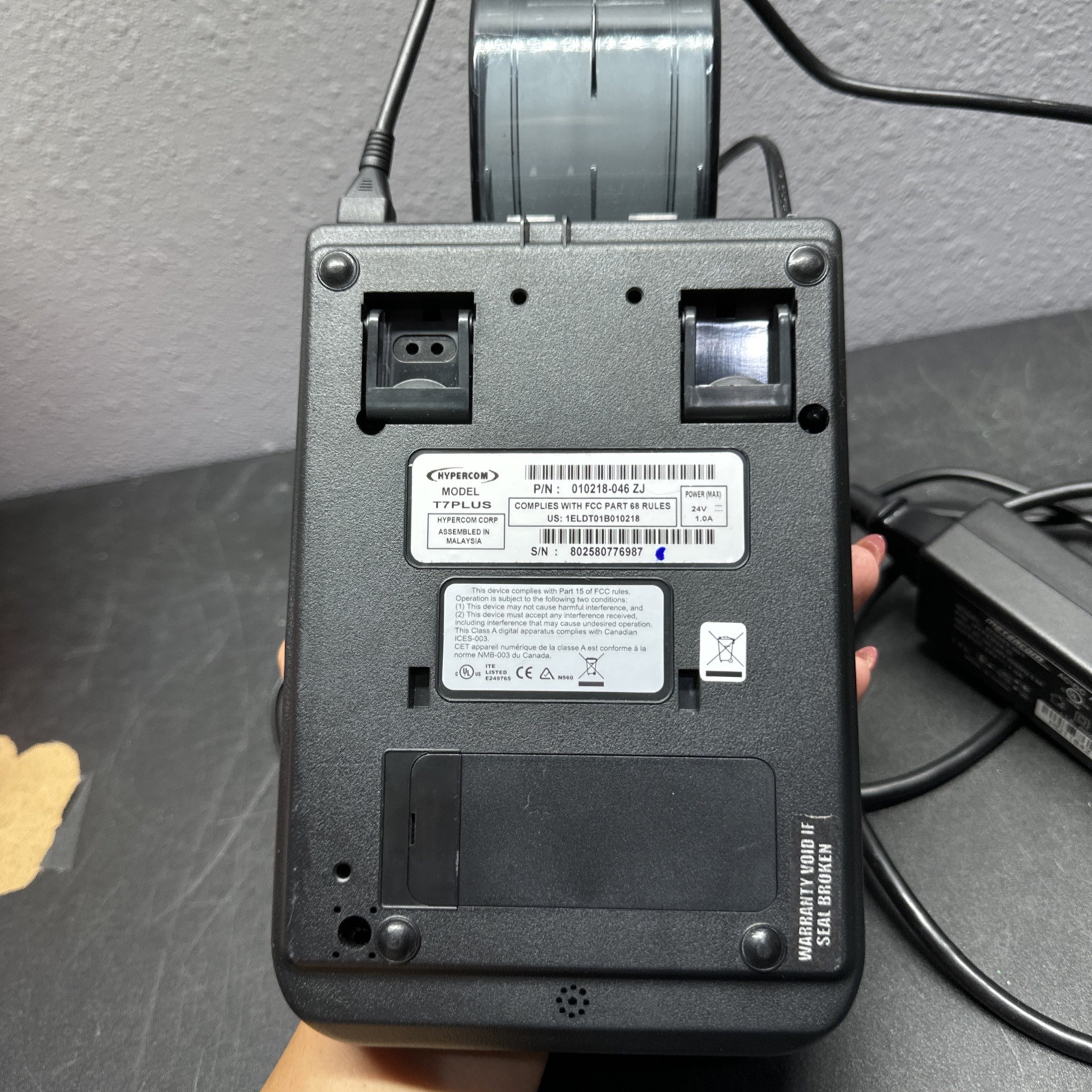 HYPERCOM T7Plus Credit Card Reader Terminal with Power Supply 010218-046 ZJ